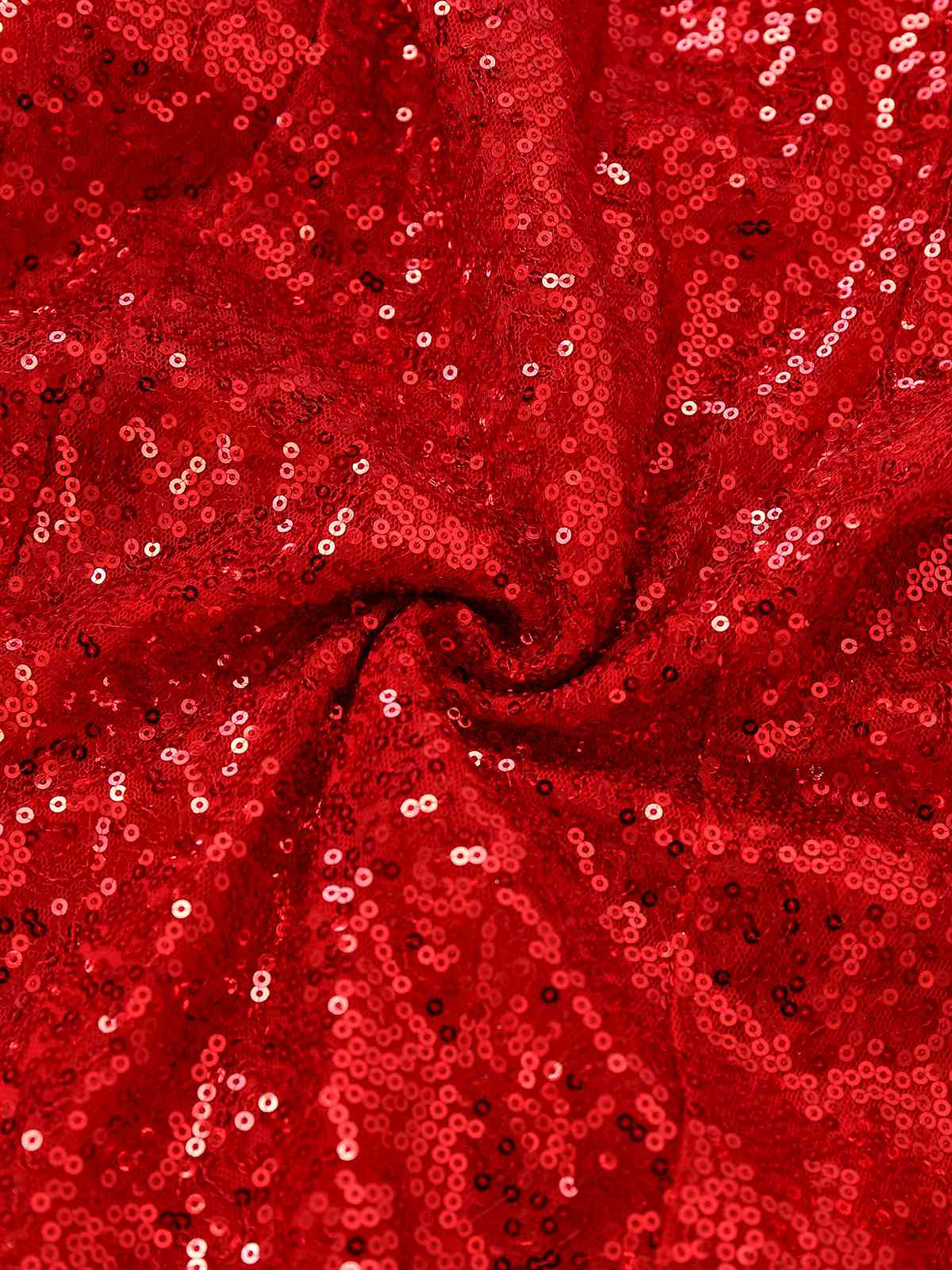 Red 1970s Christmas Sequined Off-Shoulder Plush Trim Dress - Image 7