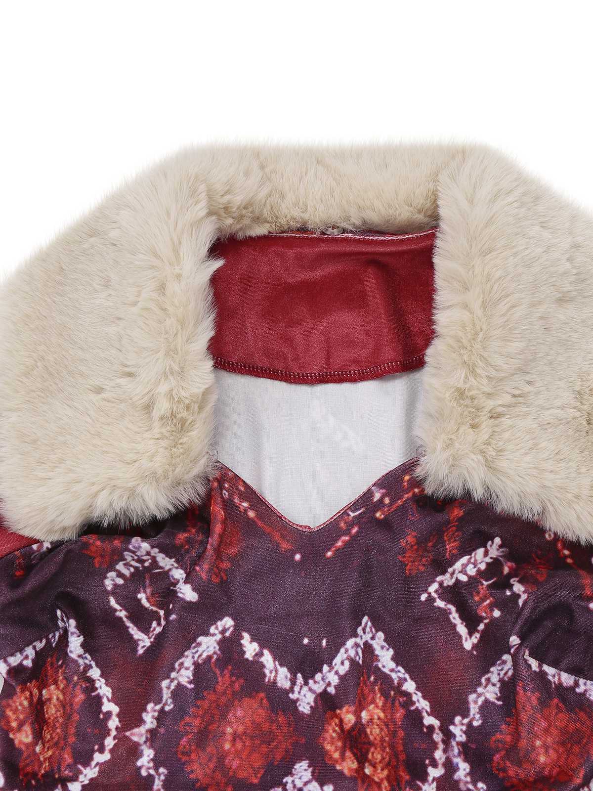 Red 1970s Detachable Fur Collar Boho Dress - Image 4