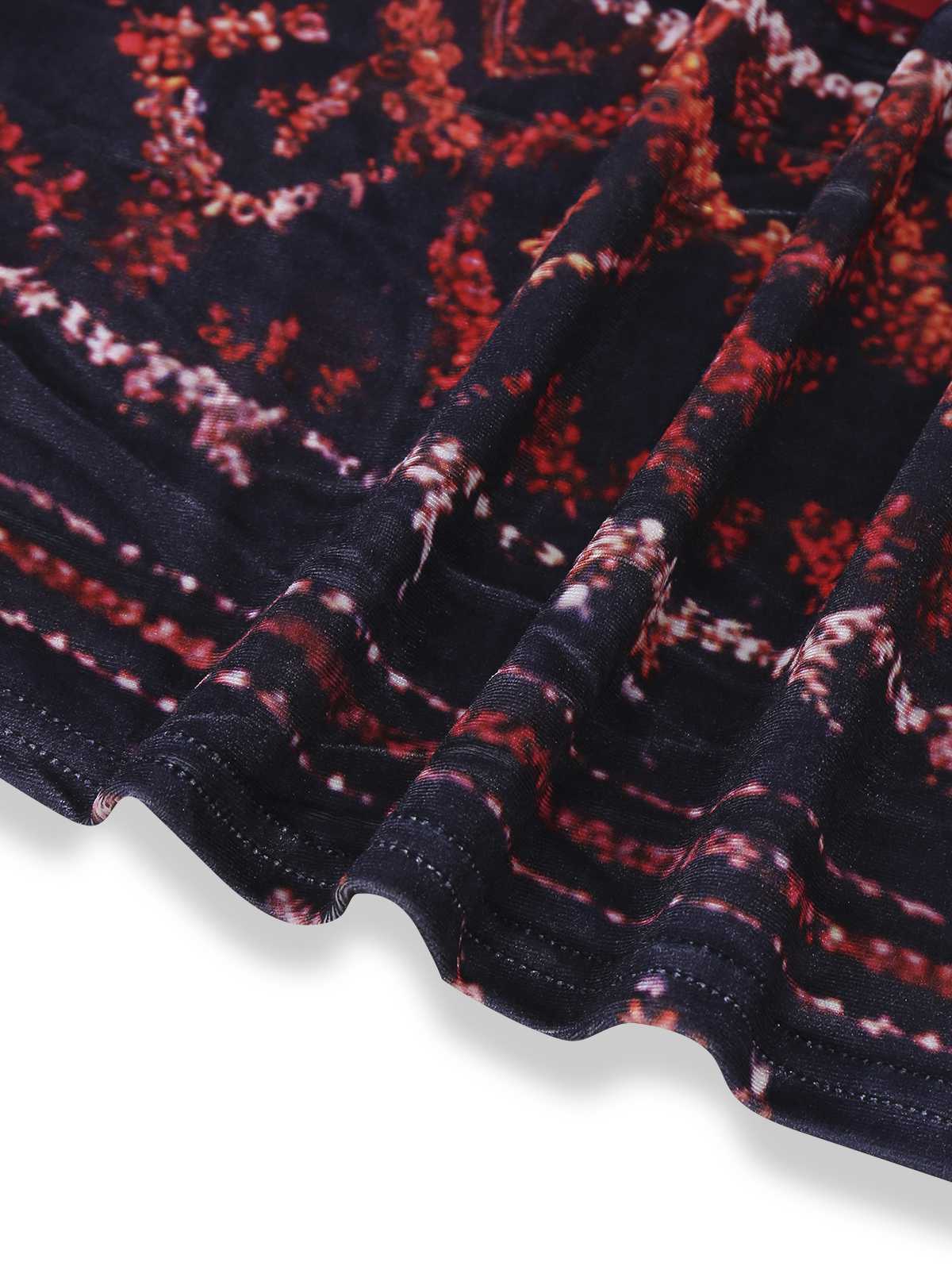 Red 1970s Detachable Fur Collar Boho Dress - Image 7