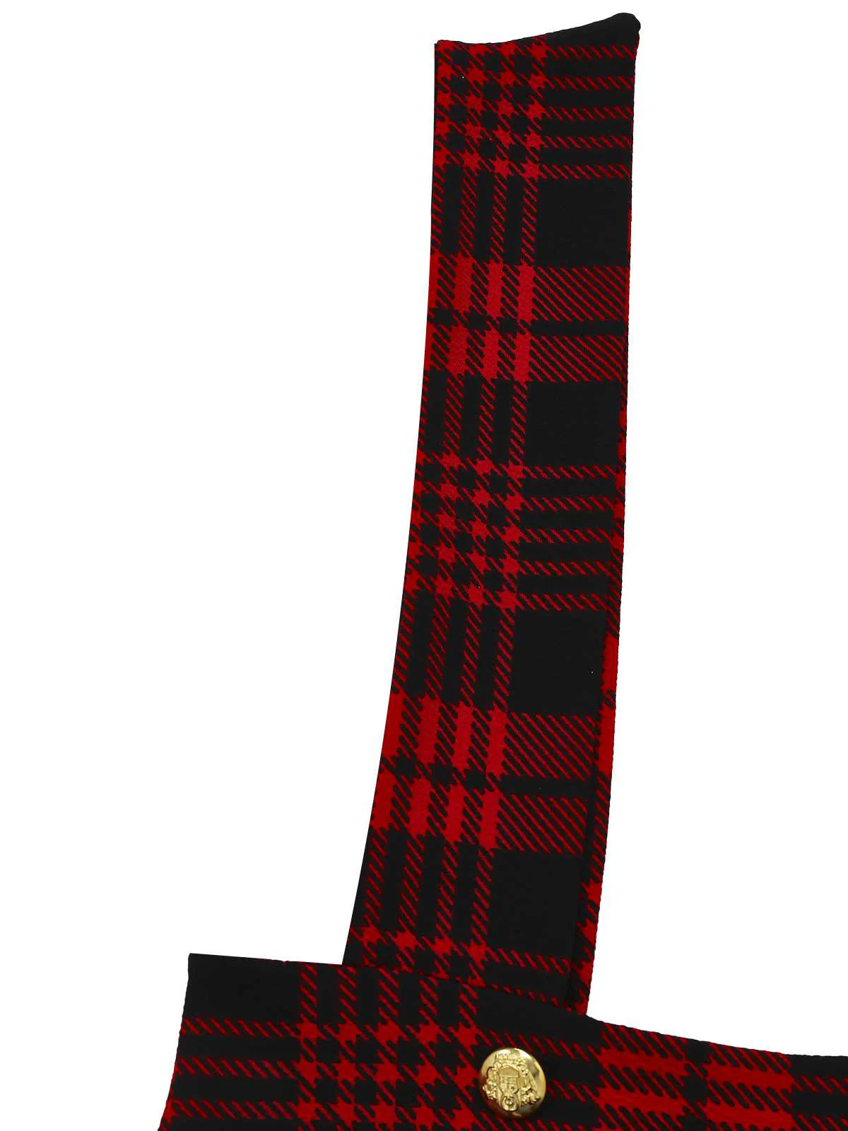 Red 1970s Plaids Button Suspender Skirt - Image 4