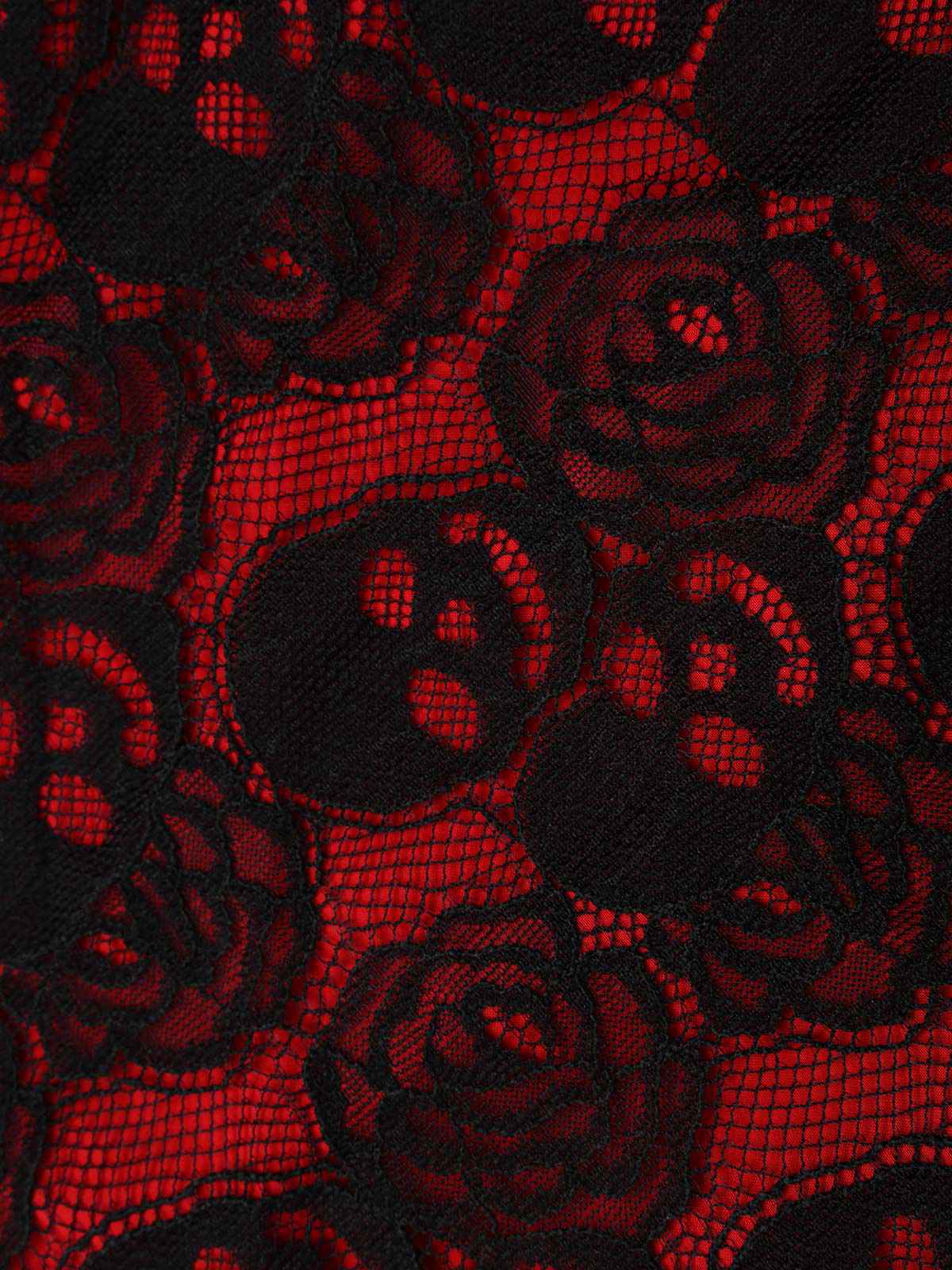 Red 1970s Skull Gothic Halter Pencil Dress - Image 6