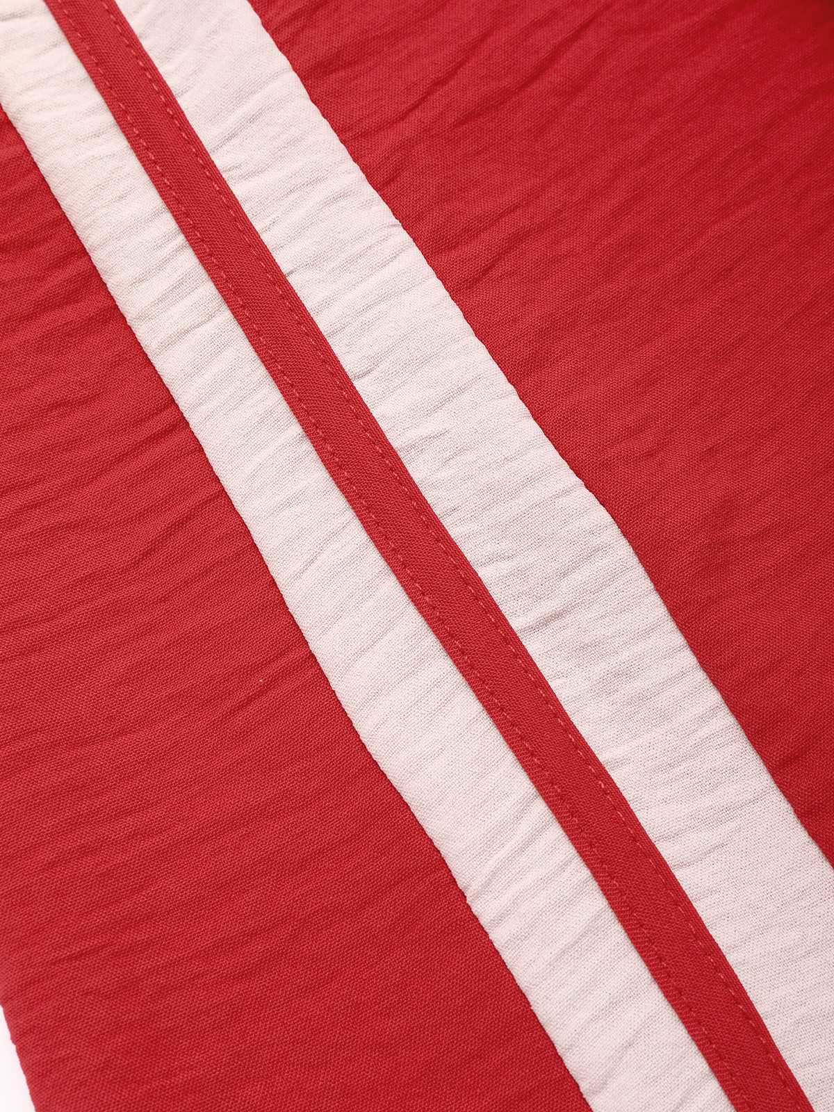 Red 1970s Spaghetti Strap Belted Stripe Jumpsuit - Image 3