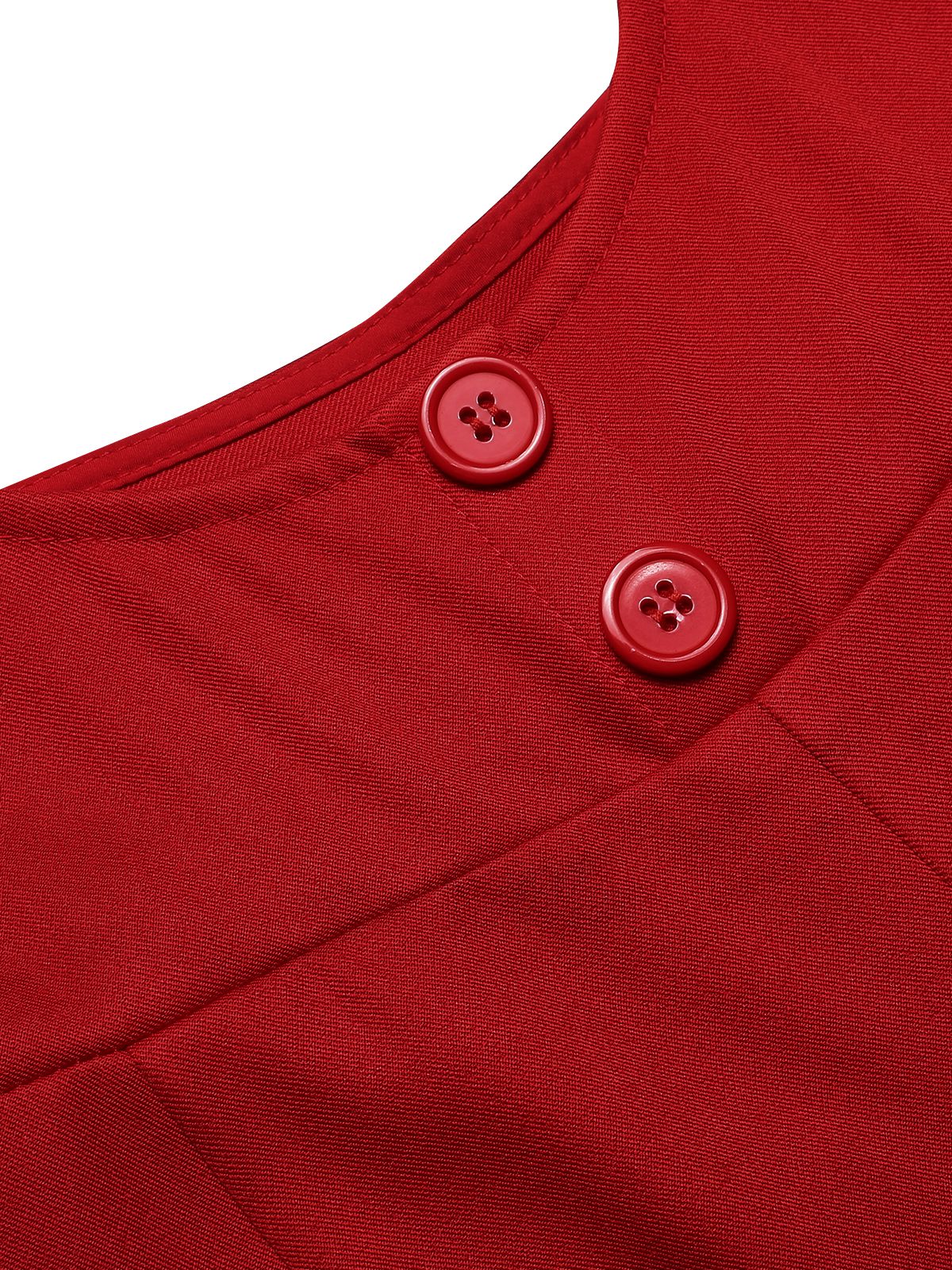 Red 1970s Suspender Wide-Leg Solid Pants - Image 5