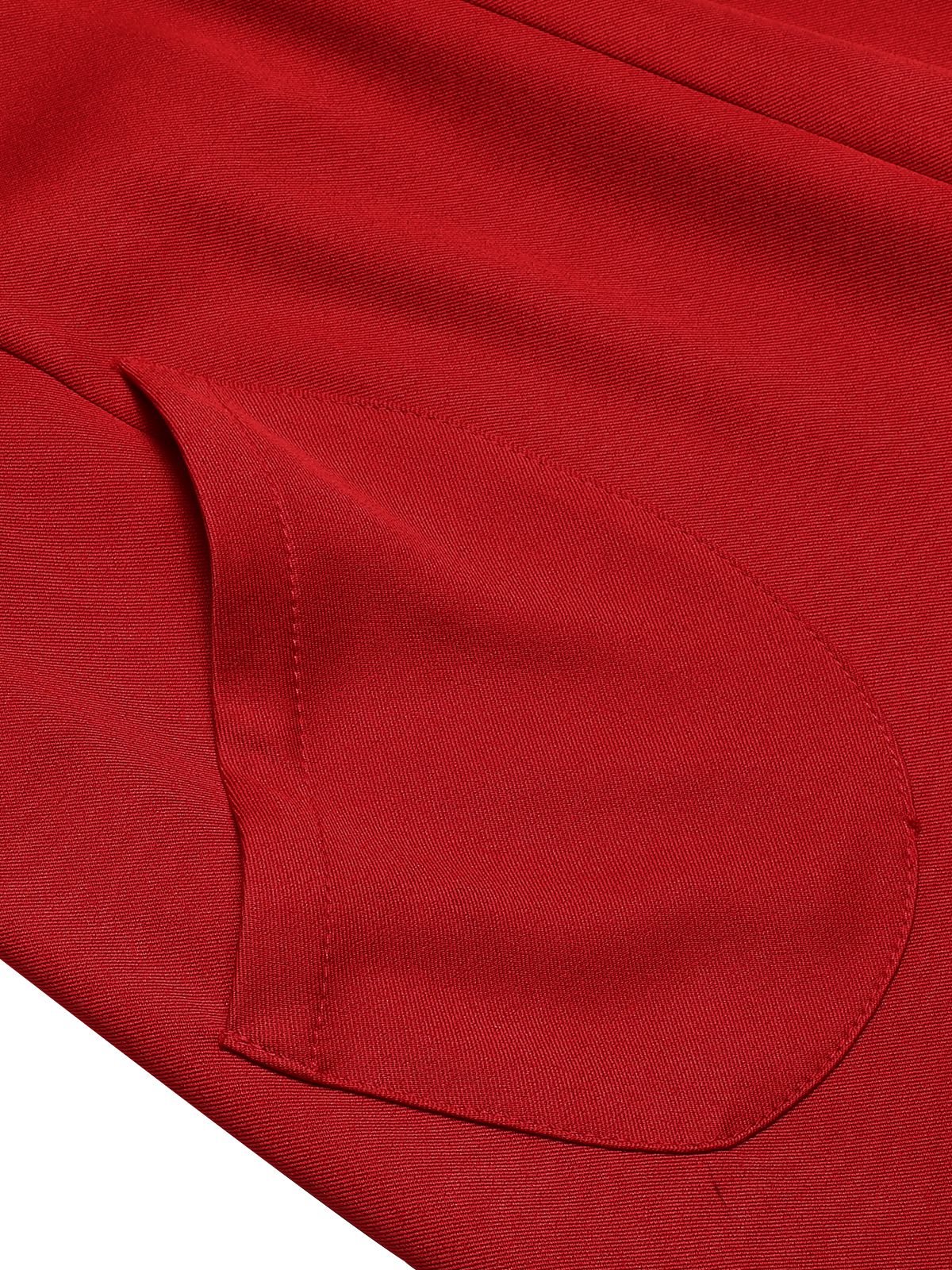 Red 1970s Suspender Wide-Leg Solid Pants - Image 7