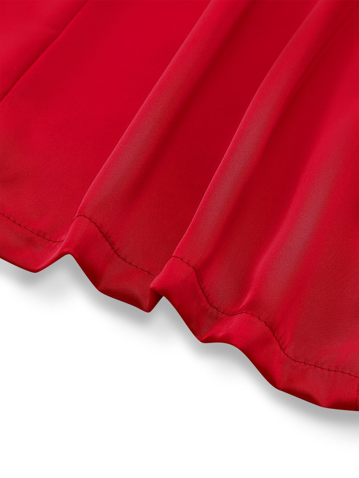 Red 1980s Bow Off-Shoulder Satin Side Slit Midi Dress - Image 6