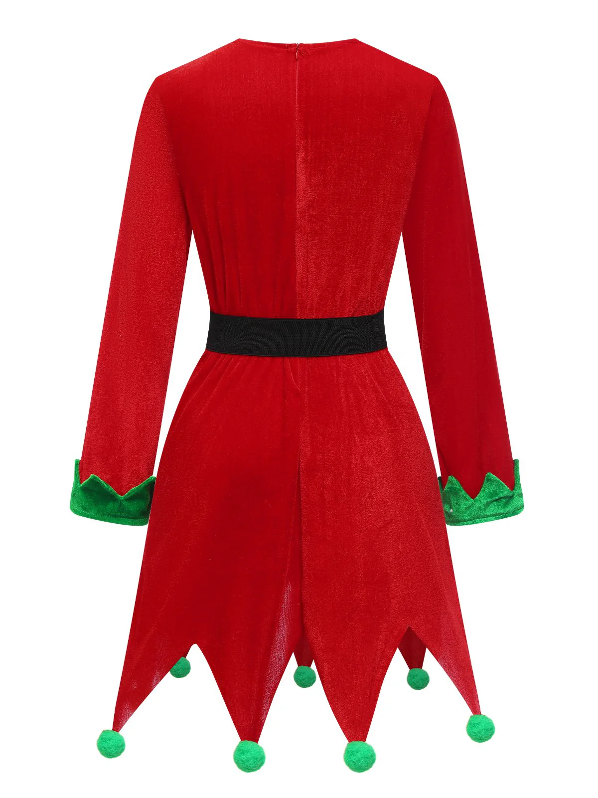 Red 1980s Christmas Elf Costume Dress Set - Image 5