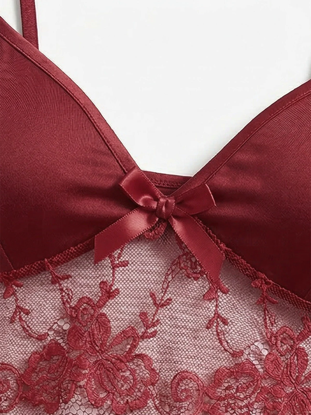Red 1980s Lace Camisole and Flare Leg Pajama Set - Image 6