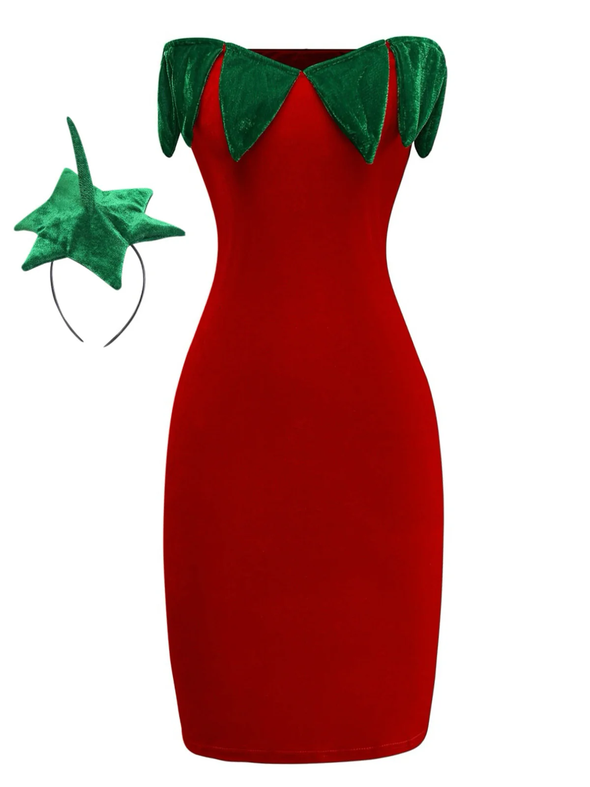Red 1980s Strawberry Tube Mini Costume Dress - Image 3