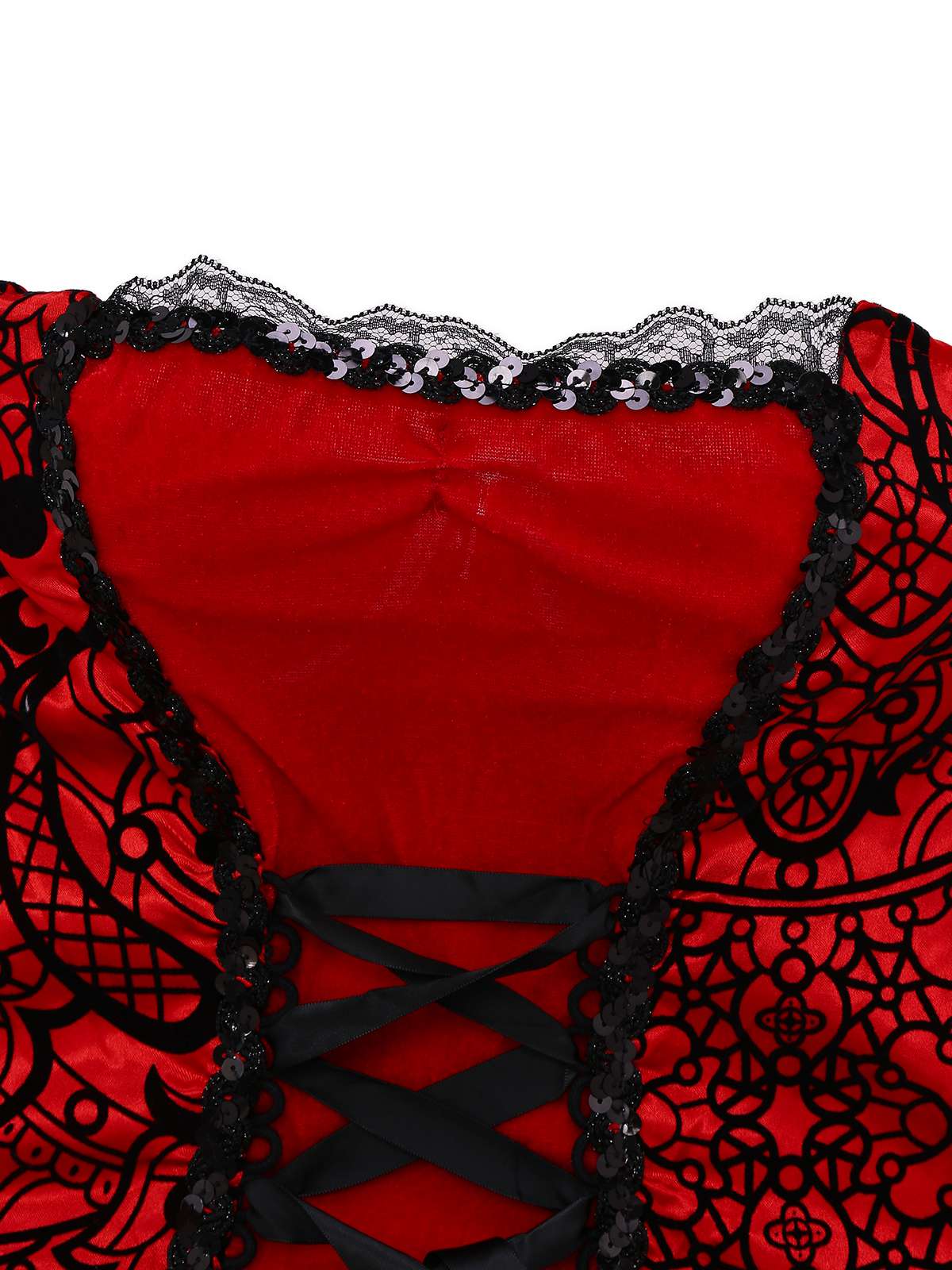 Red 1980s Velvet Lace Sequined Strapless Dress & Cape - Image 4