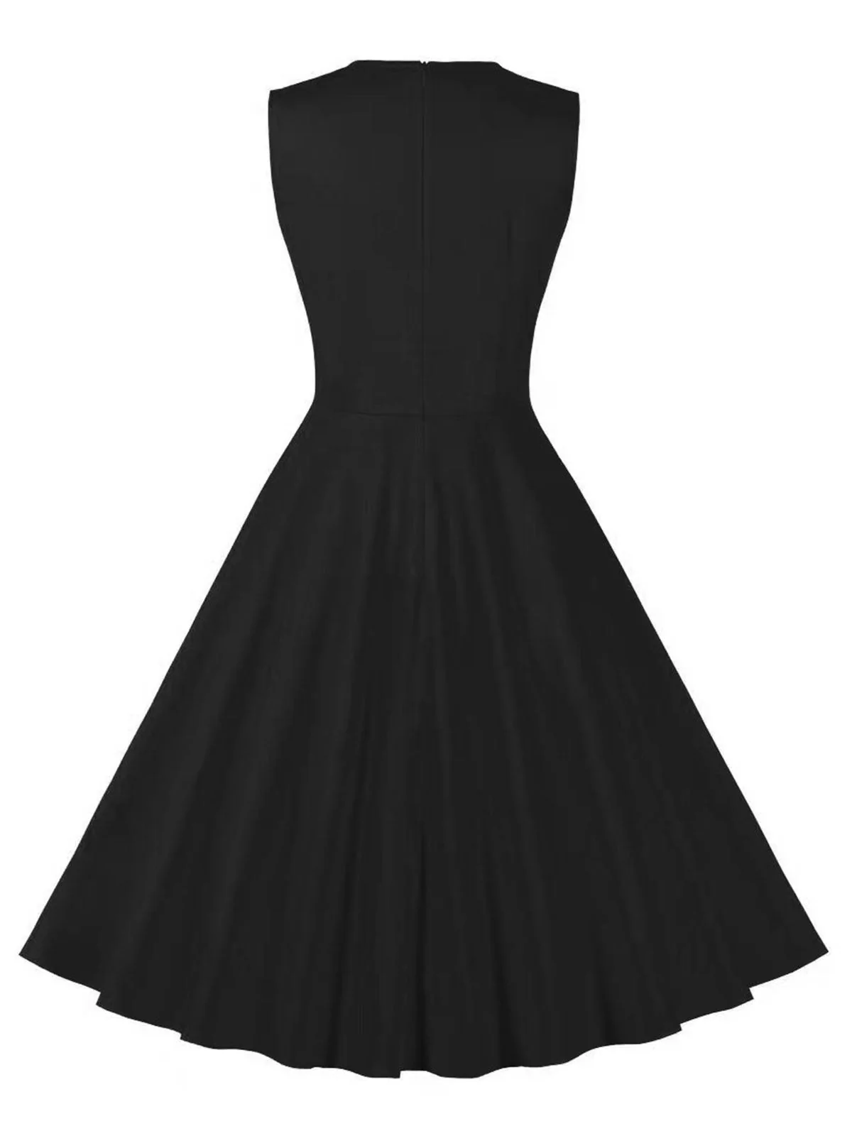 Red & Black 1950s Plaid V-Neck Dress - Image 9