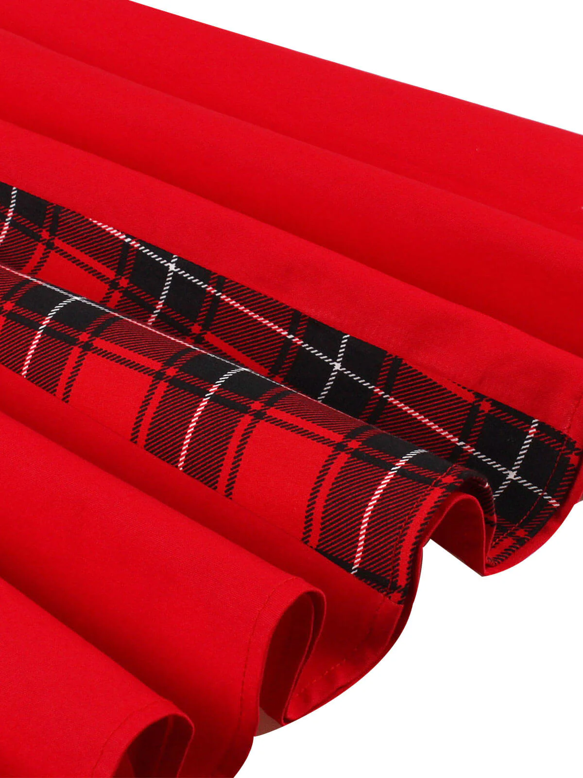 Red & Black 1950s Plaid V-Neck Dress - Image 11