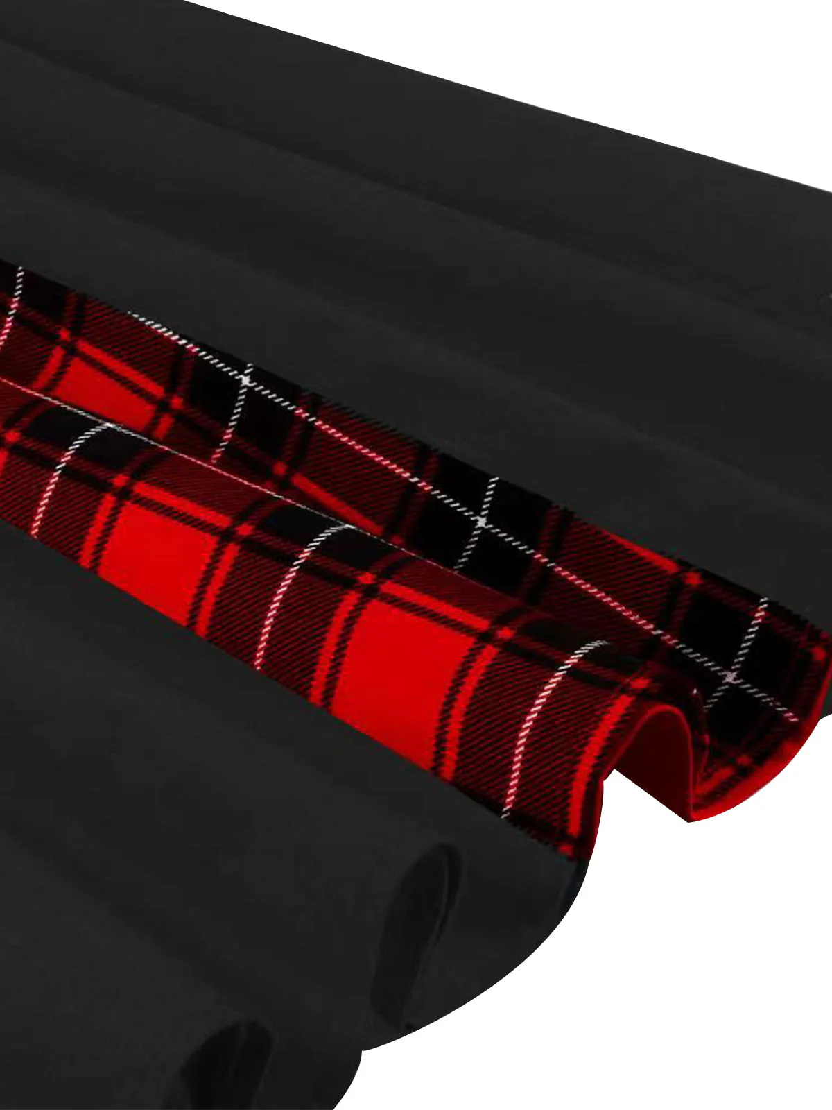 Red & Black 1950s Plaid V-Neck Dress - Image 6