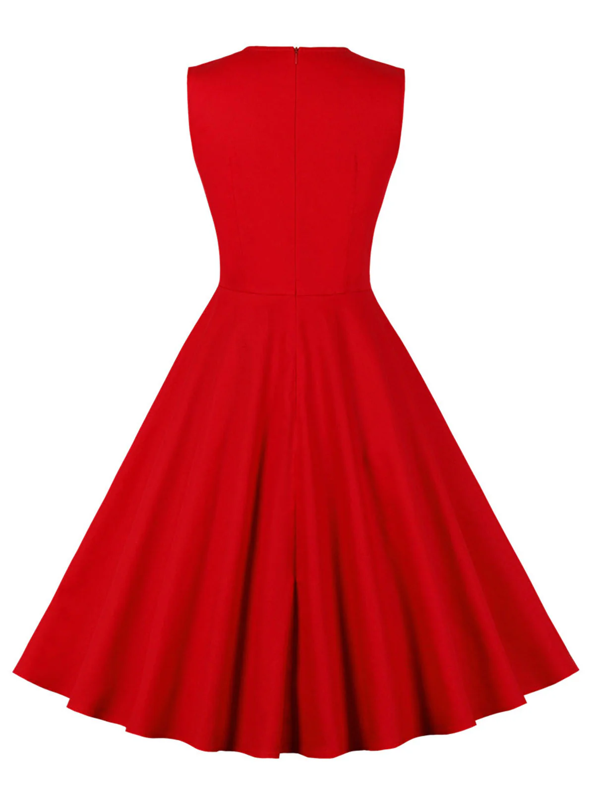 Red & Black 1950s Plaid V-Neck Dress - Image 8