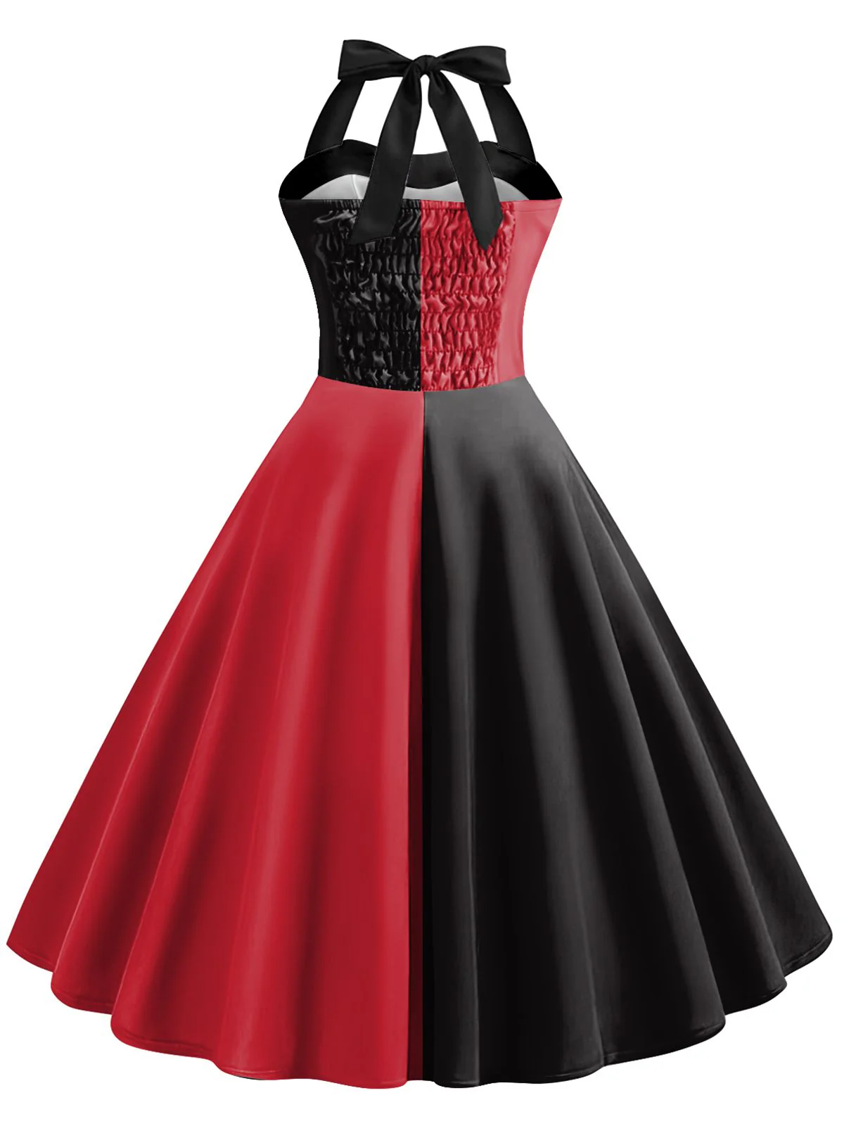 Red&Black 1950s Solid Halter Dress - Image 3