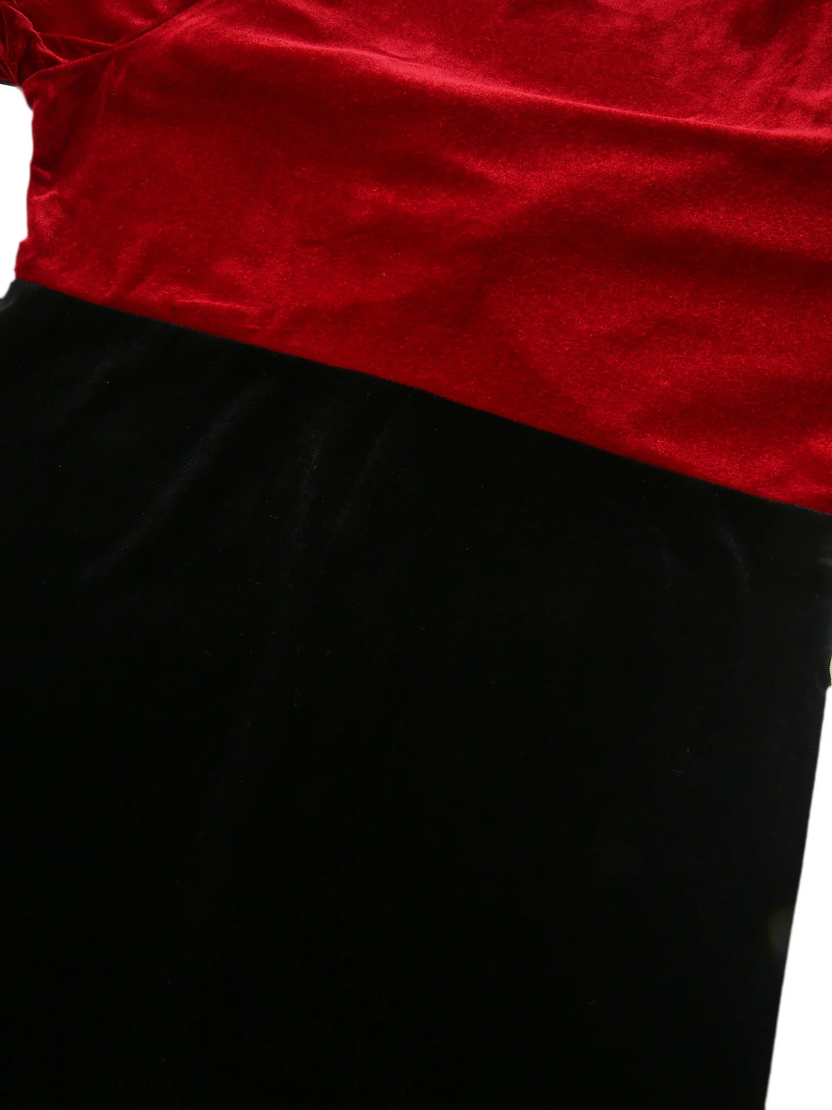 Red & Black 1960s Velvet Twisted V-Neck Bodycon Dress - Image 6