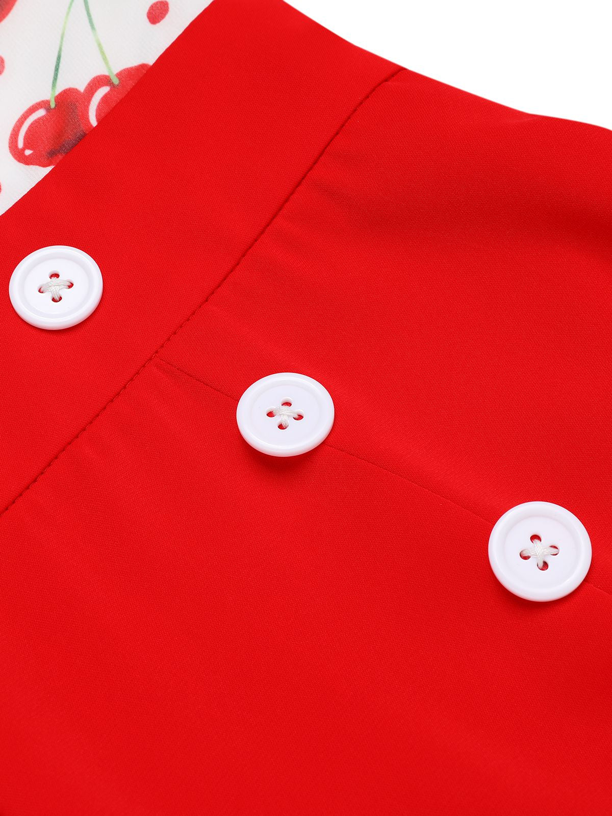 Red Cherry V-Neck Halter Lace-Up Romper - Image 9