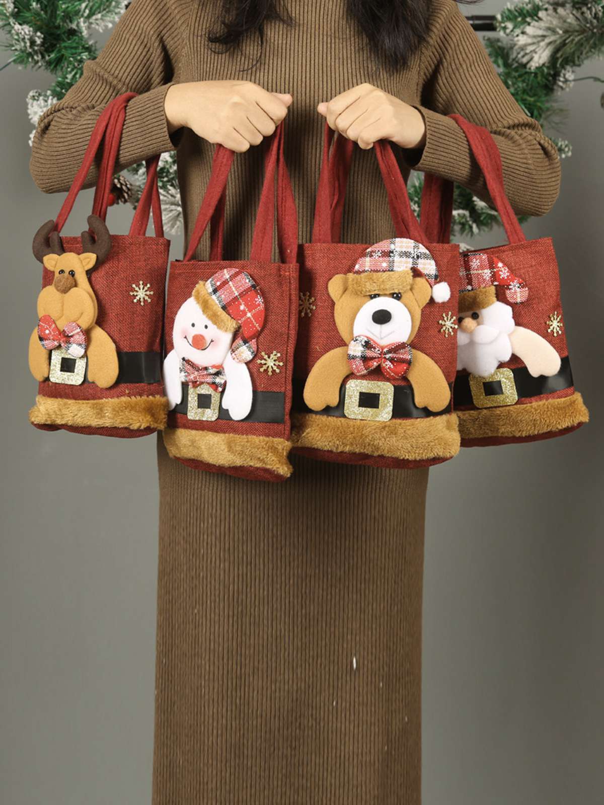 Red Christmas 3D Gift Candy Handbag - Image 7