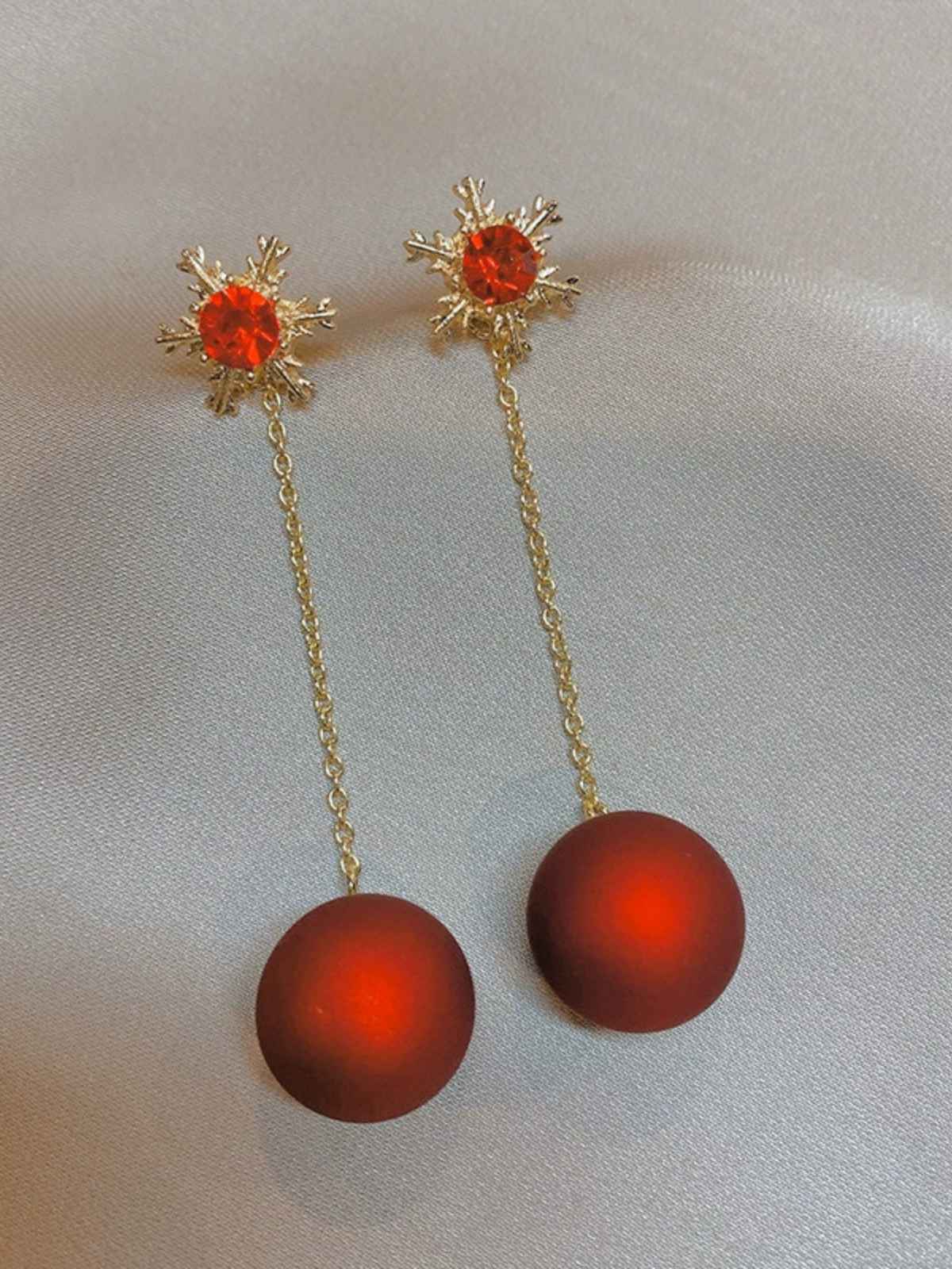 Red Christmas Snowflakes & Balls Earrings - Image 4