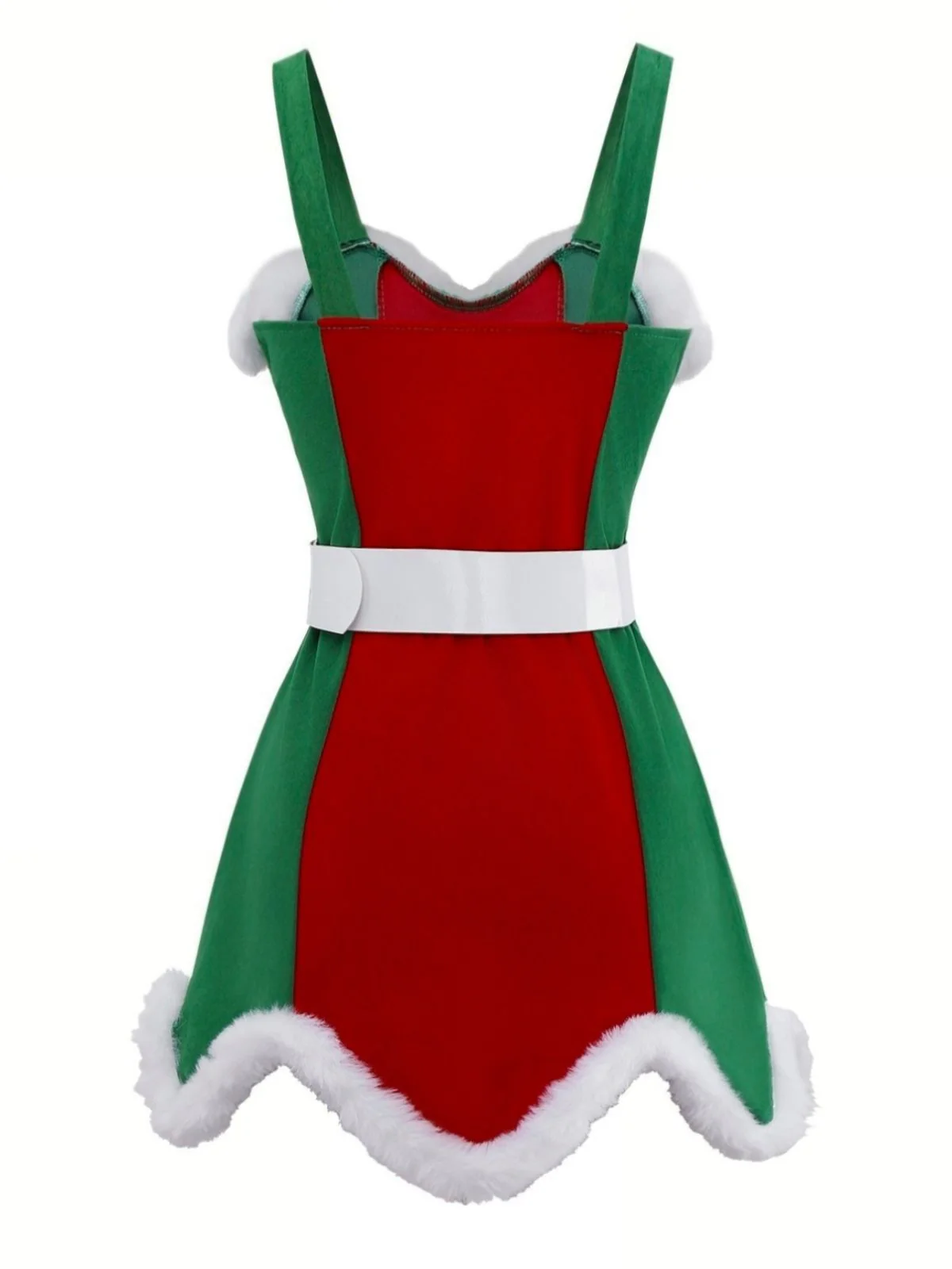 Red & Green 1960s Christmas Plush Trim Dress Set - Image 4