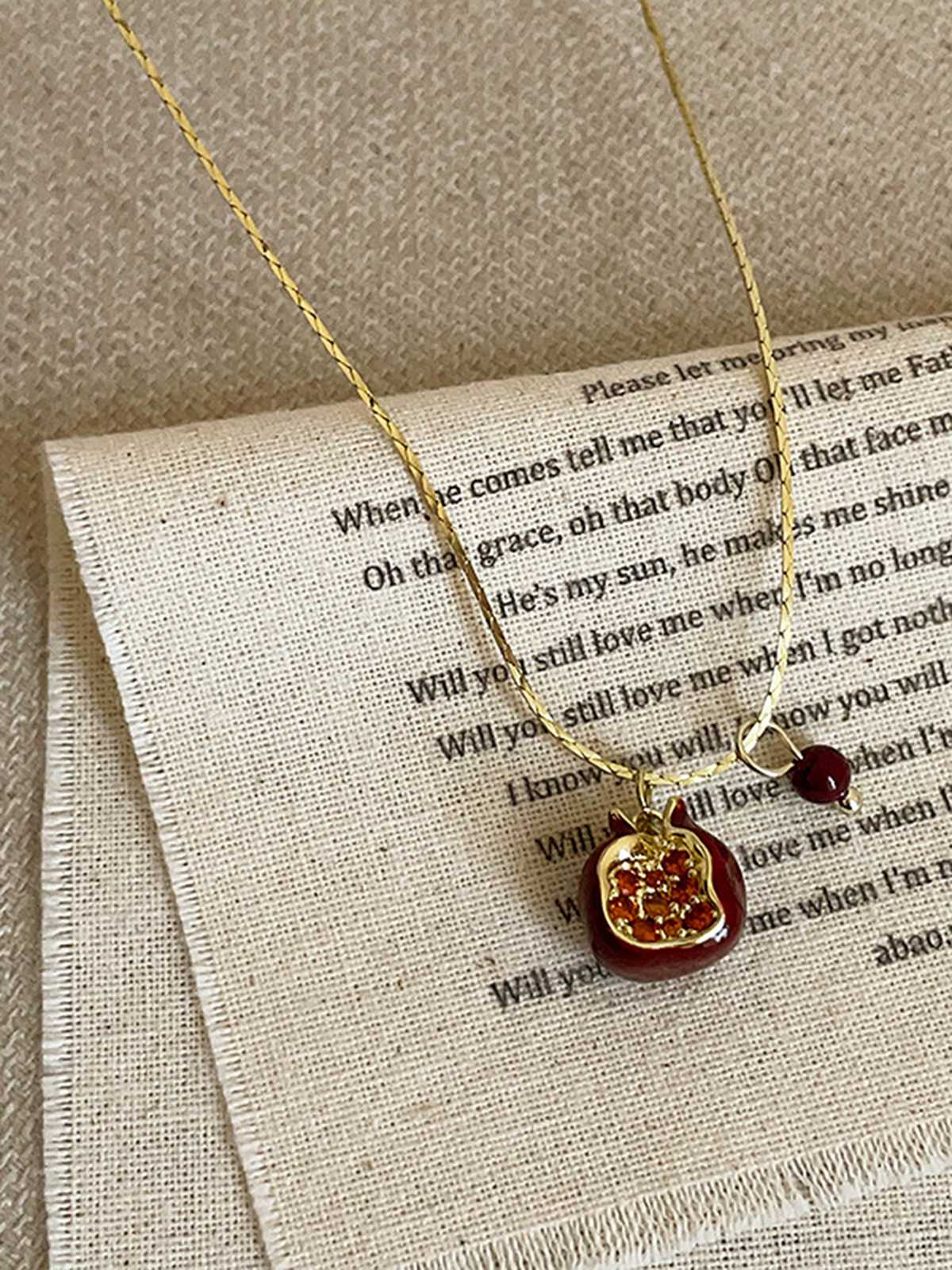 Red Pomegranate Pendant Necklace - Image 2