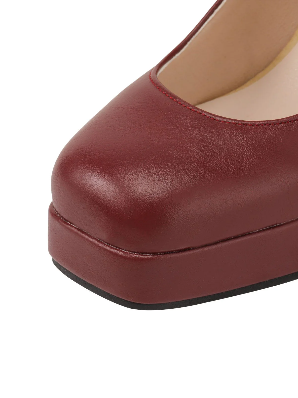 Red Retro Buckle High Heels - Image 4