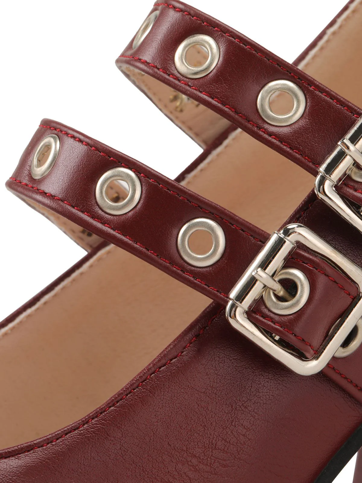 Red Retro Buckle High Heels - Image 6