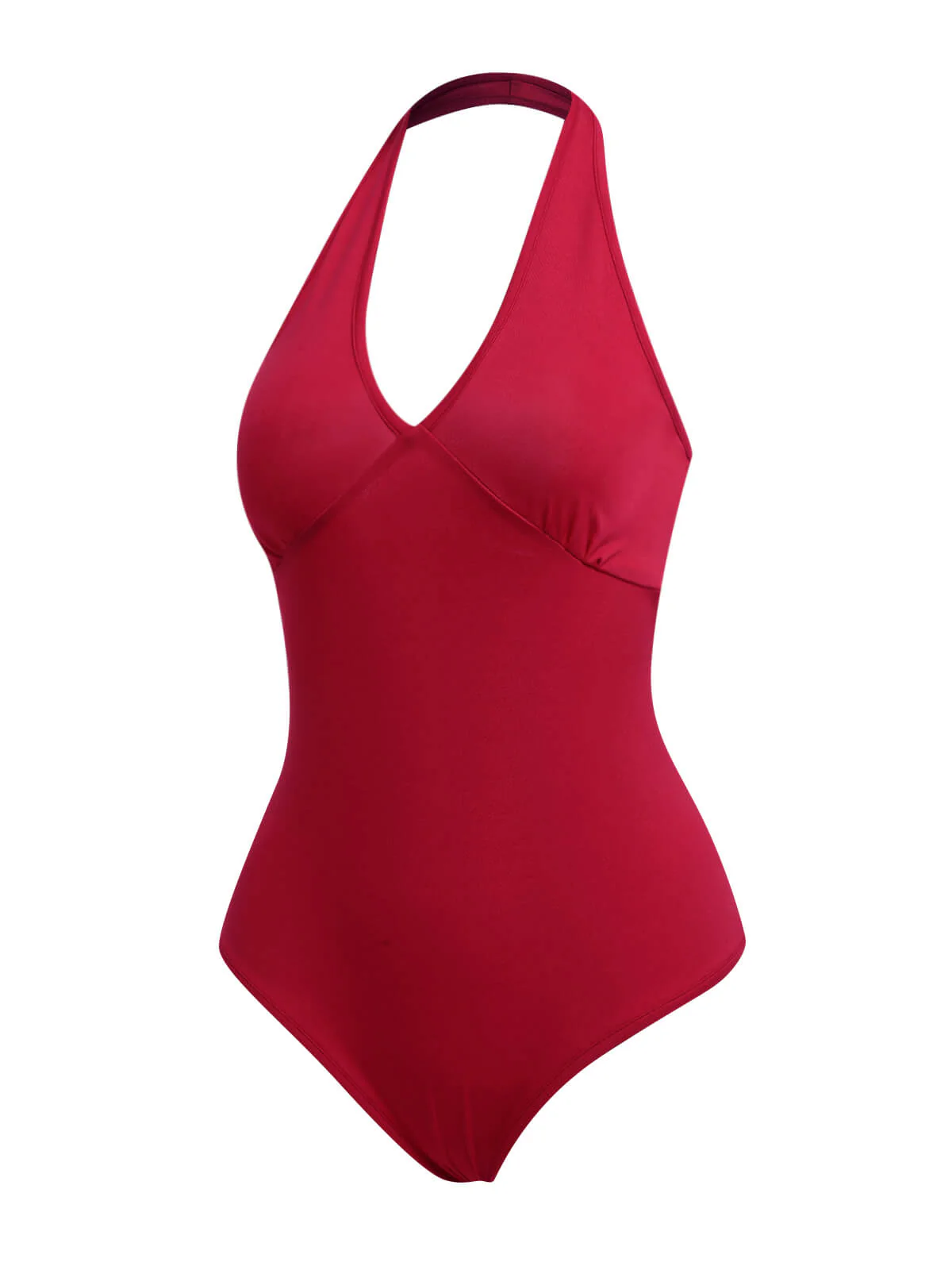 Red 1950s Solid Vintage One-Piece Bodysuit - Image 2