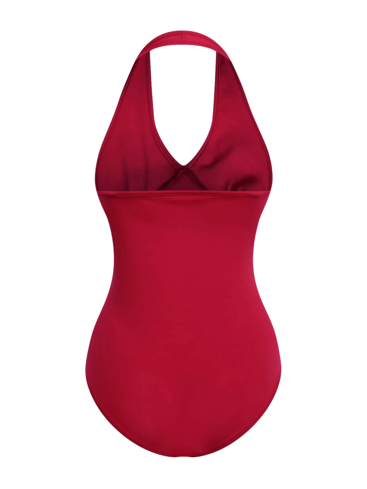 Red 1950s Solid Vintage One-Piece Bodysuit - Image 3