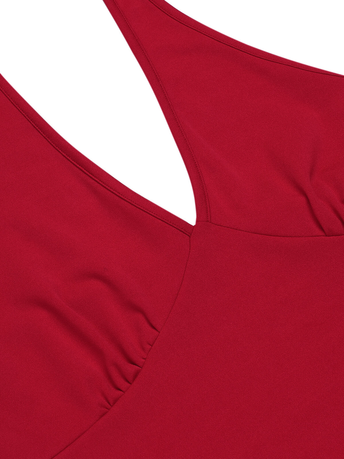 Red 1950s Solid Vintage One-Piece Bodysuit - Image 4