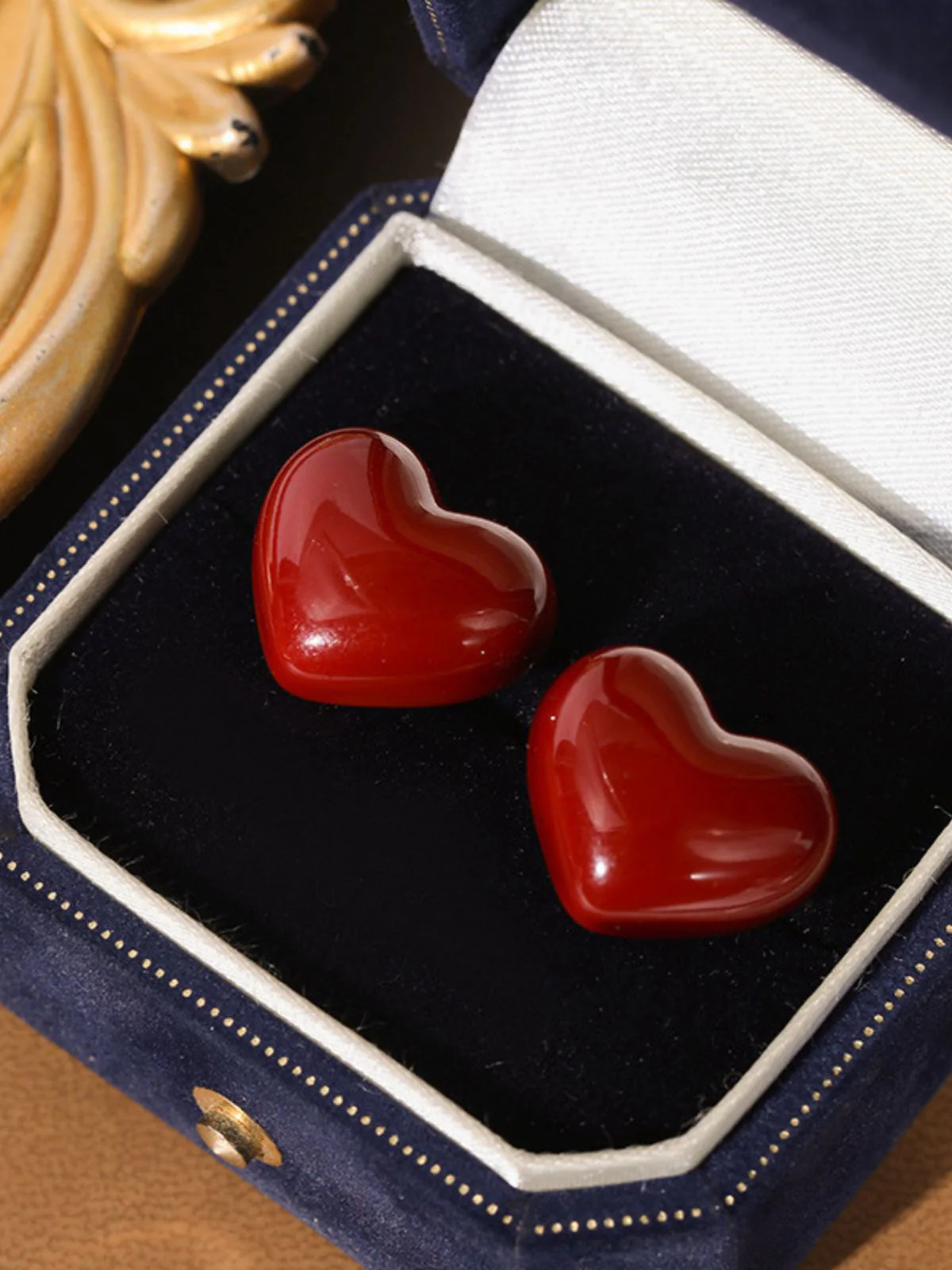 Red Valentine's Day Heart Stud Earrings - Image 2