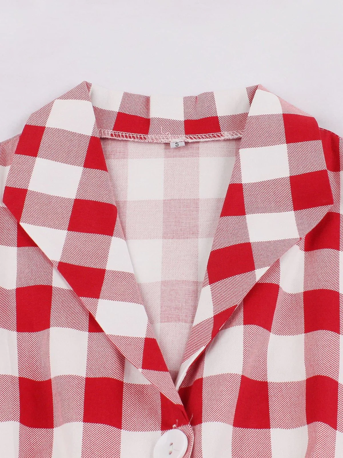 Red White 1950s Pockets Plaid Dress With Accessories Set - Image 4