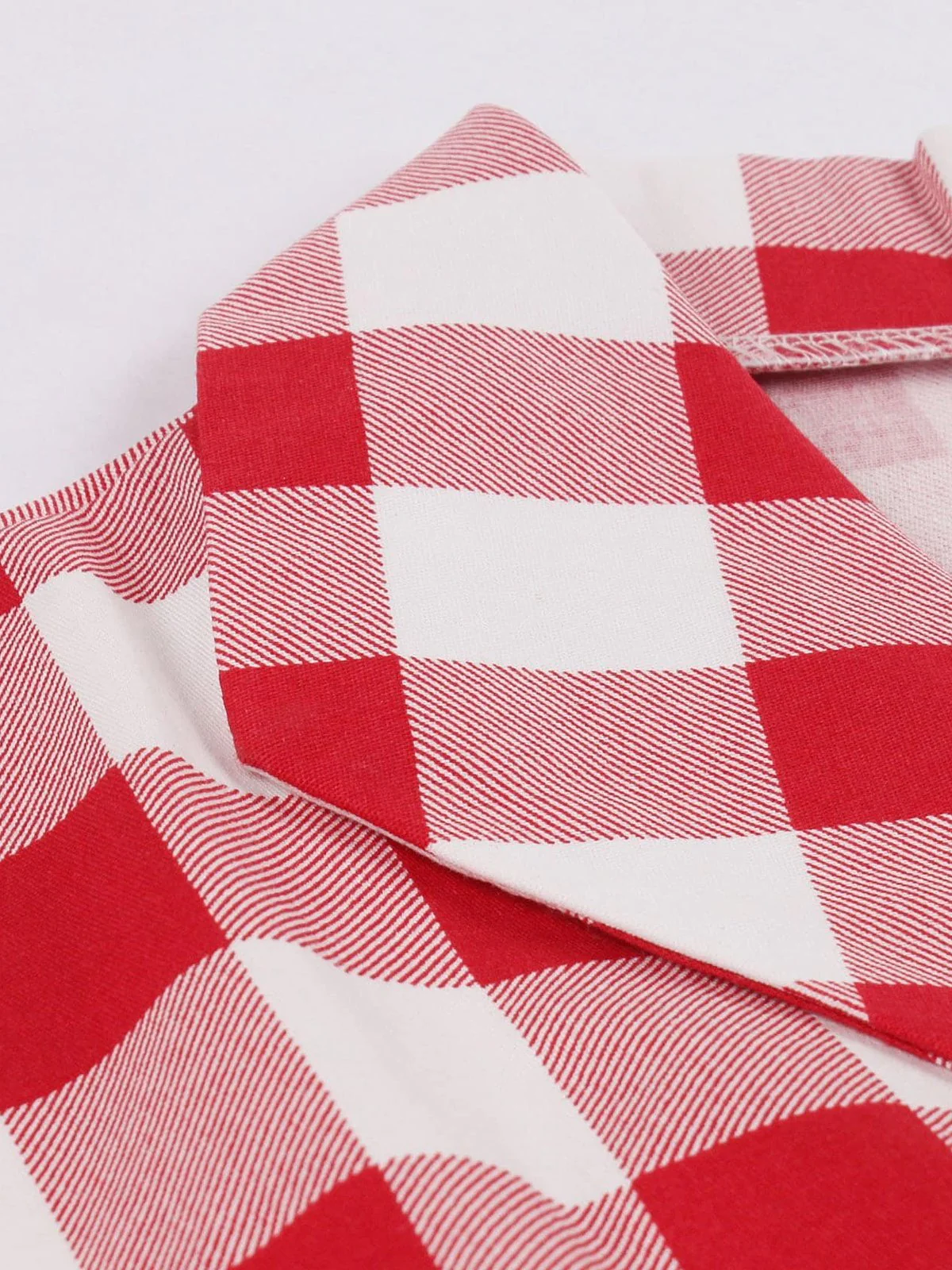 Red White 1950s Pockets Plaid Dress With Accessories Set - Image 5