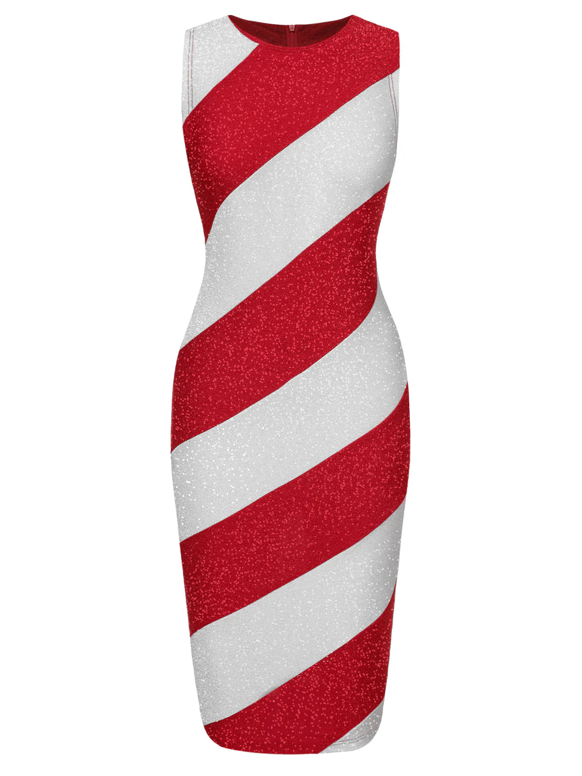 Red&White 1960s Pinstriped Pencil Dress - Image 2