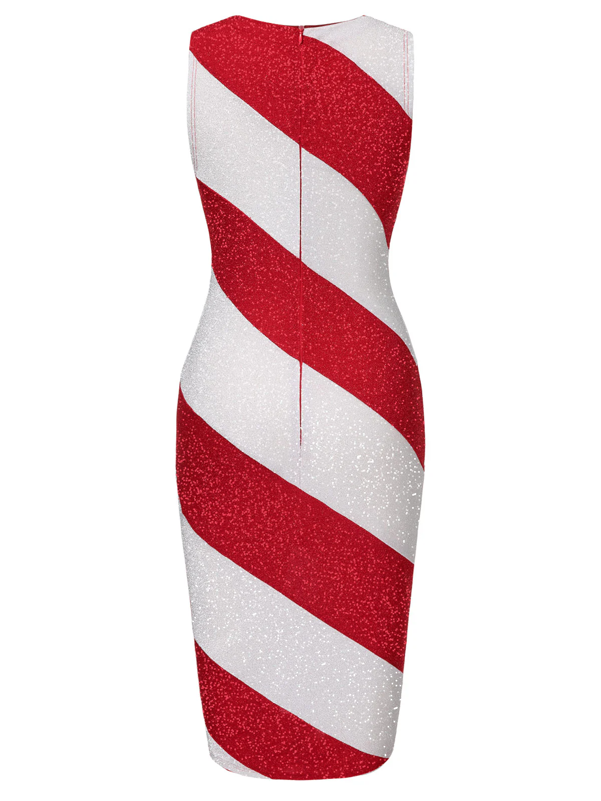 Red&White 1960s Pinstriped Pencil Dress - Image 4