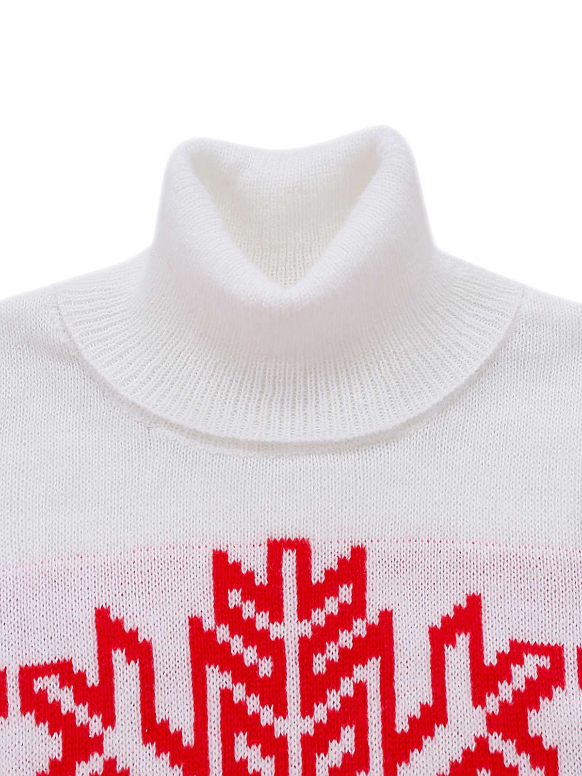 Red & White 1960s Snowflake Turtleneck Sweater Dress - Image 4