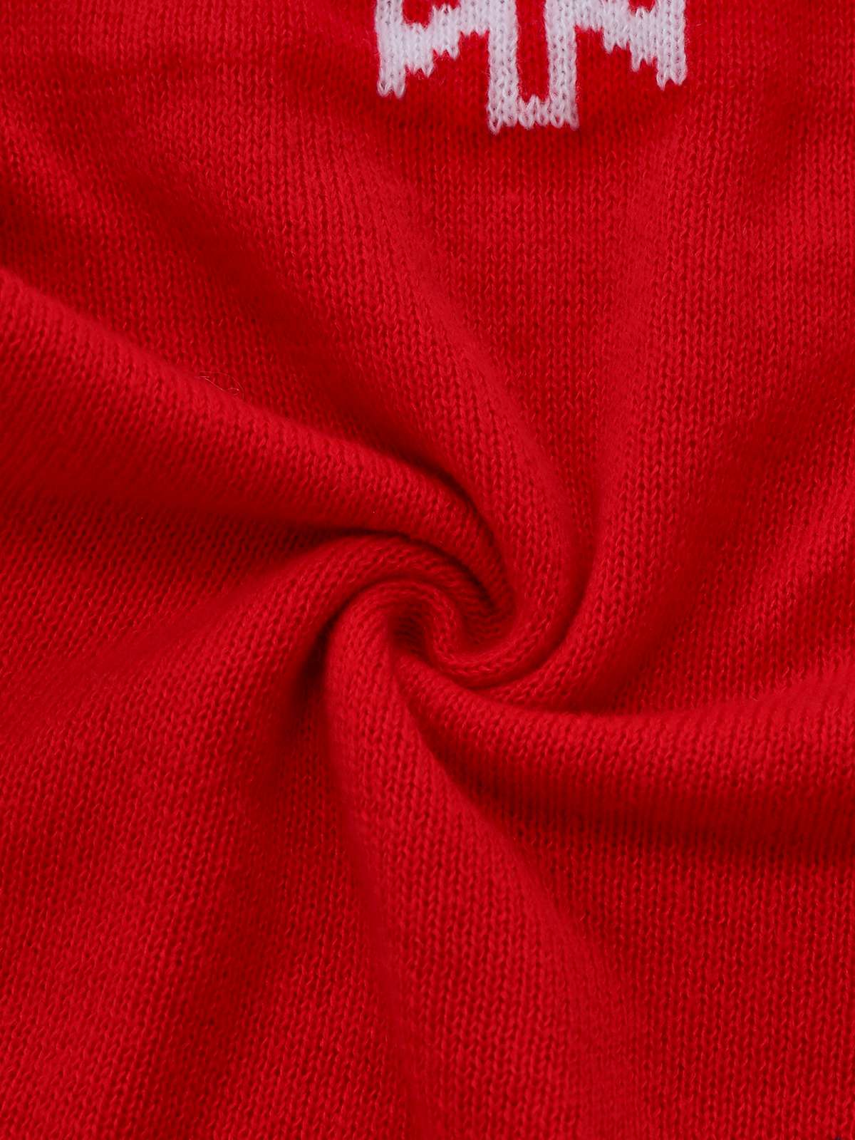 Red & White 1960s Snowflake Turtleneck Sweater Dress - Image 6