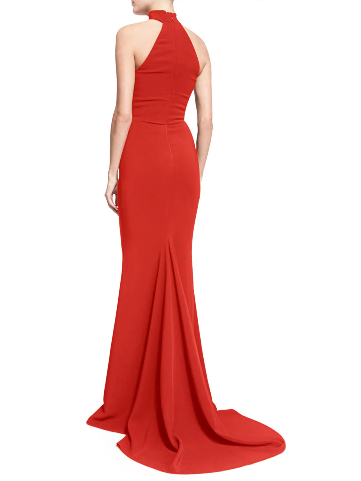Retro 1930s Solid Halter Mermaid Dress - Image 4