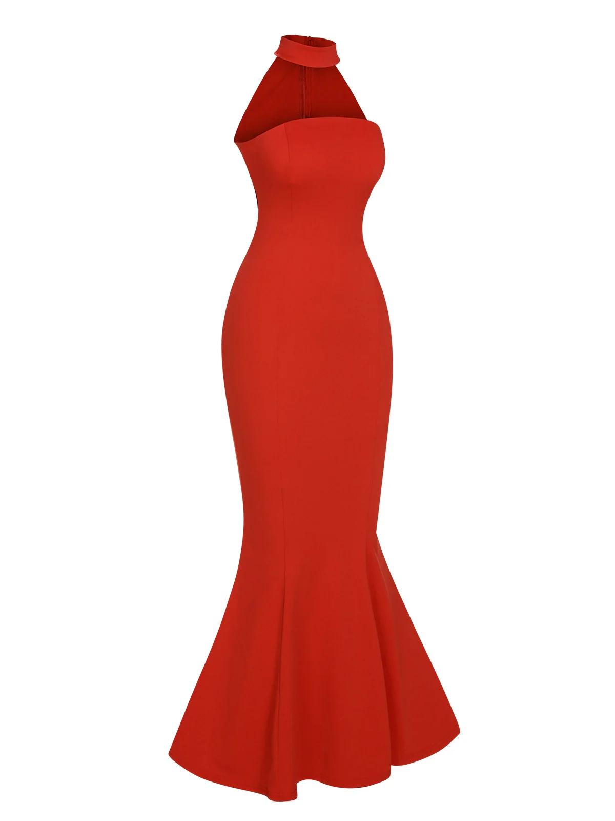 Retro 1930s Solid Halter Mermaid Dress - Image 5