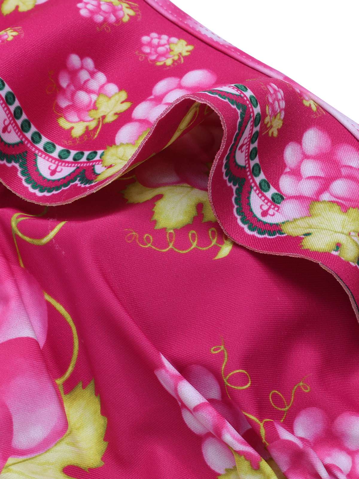 Retro 1950s Grape V-Neck Ruffle Sleeves Swimsuit - Image 4