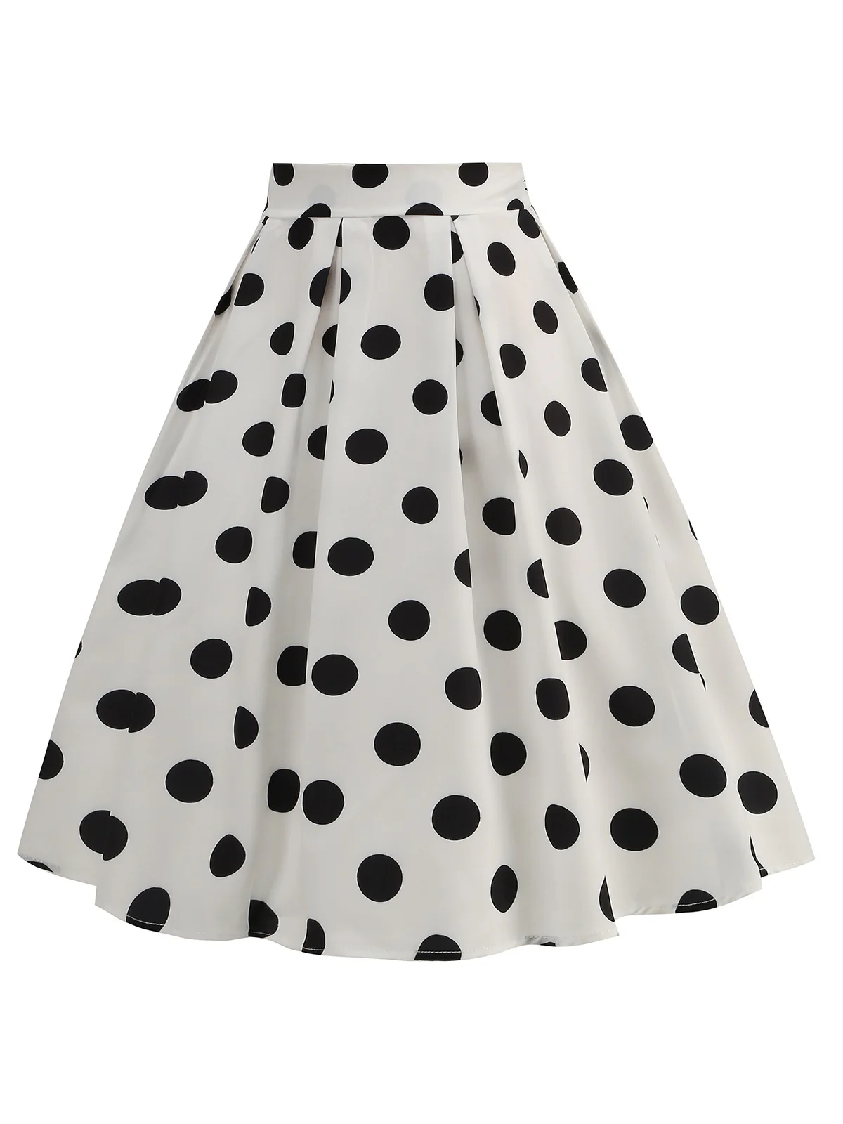 Retro 1950s Polka Dots Solid Zipper Skirt - Image 10