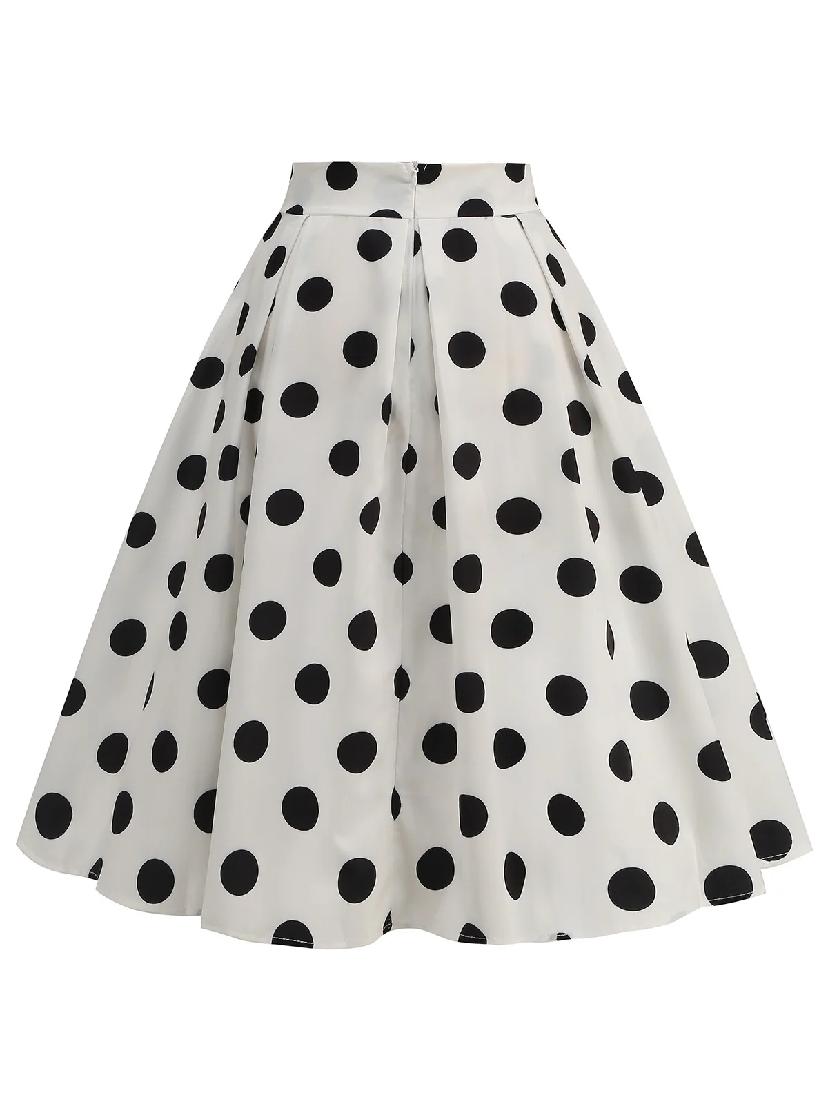 Retro 1950s Polka Dots Solid Zipper Skirt - Image 12