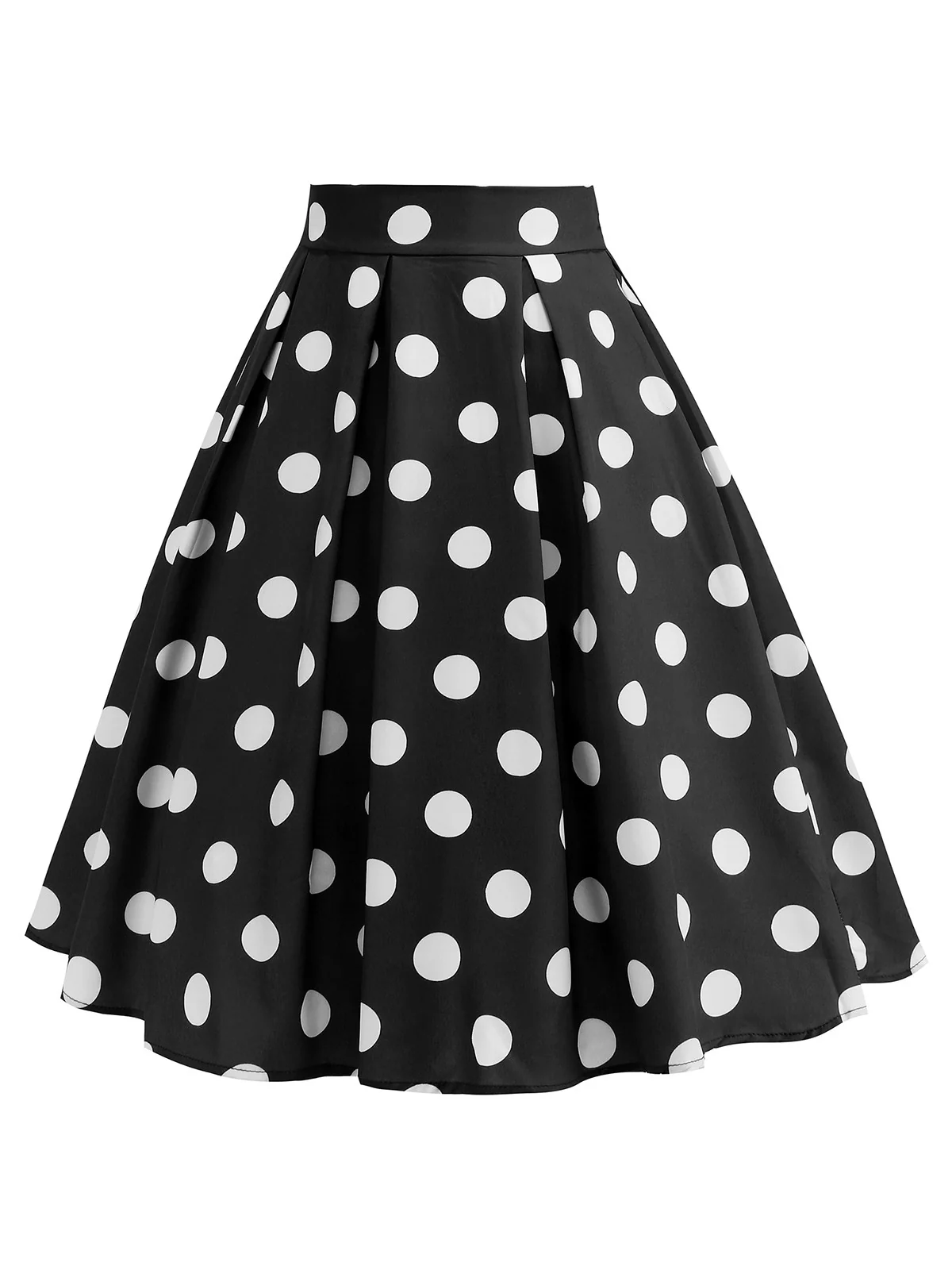 Retro 1950s Polka Dots Solid Zipper Skirt - Image 2
