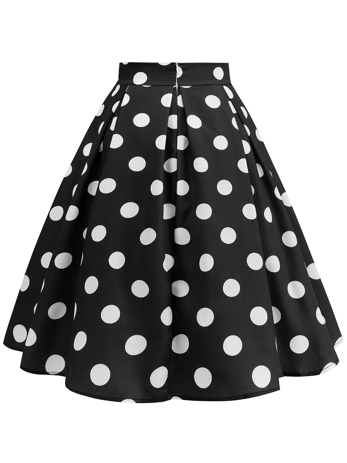 Retro 1950s Polka Dots Solid Zipper Skirt - Image 4