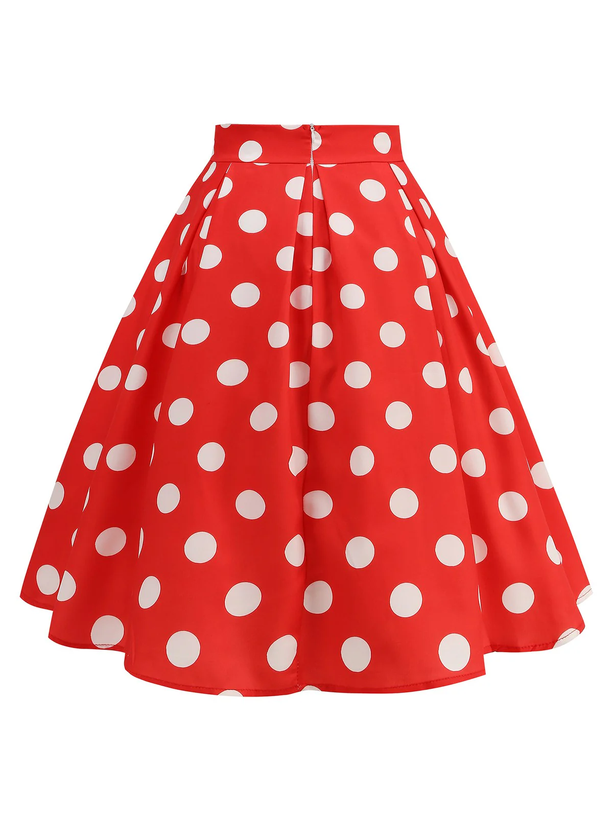 Retro 1950s Polka Dots Solid Zipper Skirt - Image 6