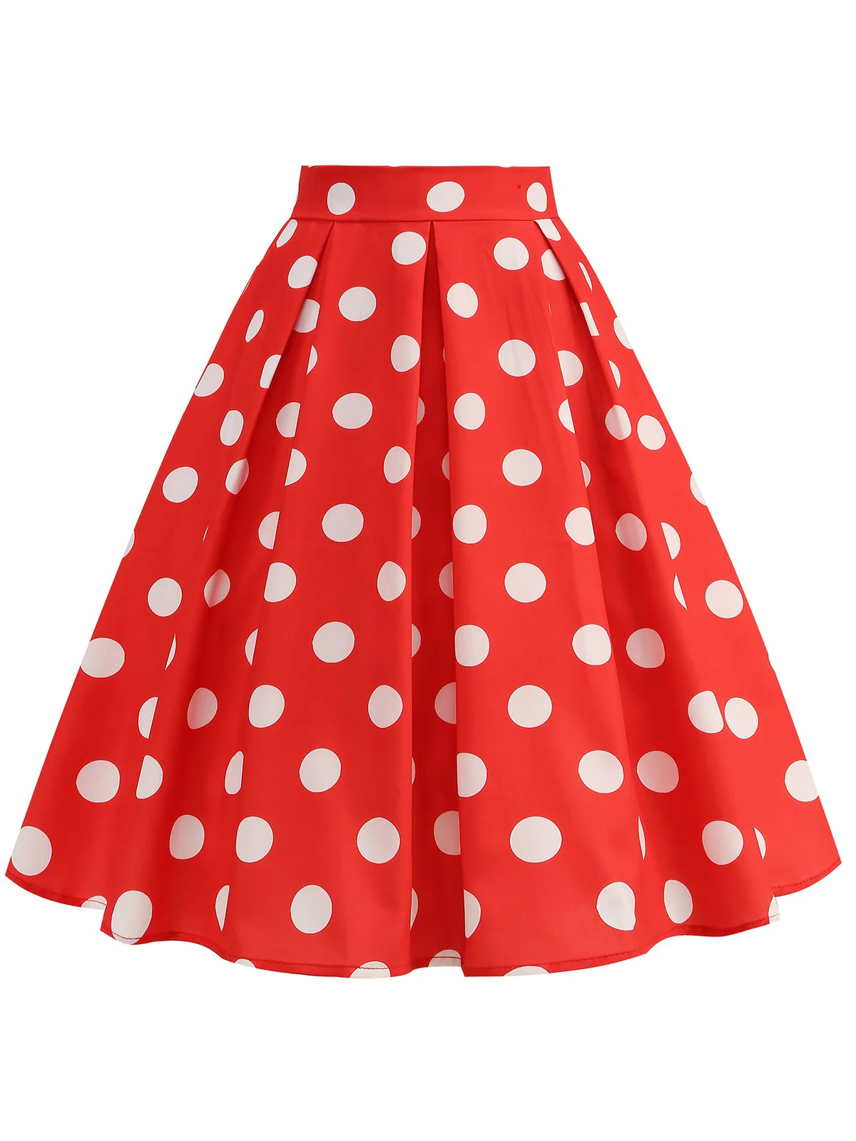 Retro 1950s Polka Dots Solid Zipper Skirt - Image 7