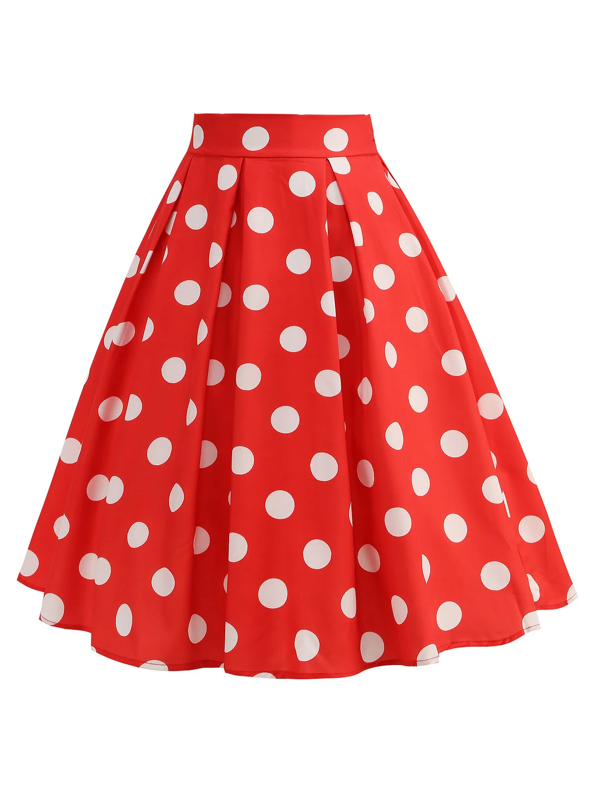 Retro 1950s Polka Dots Solid Zipper Skirt - Image 8