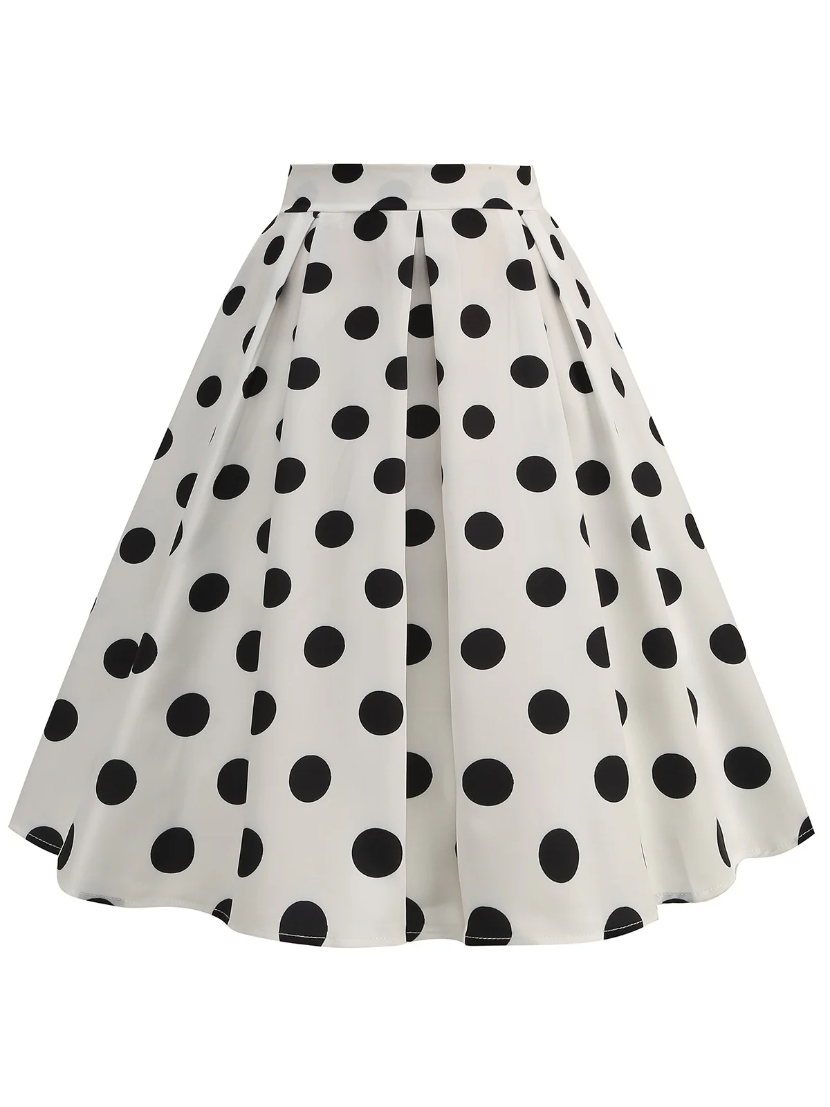 Retro 1950s Polka Dots Solid Zipper Skirt - Image 9