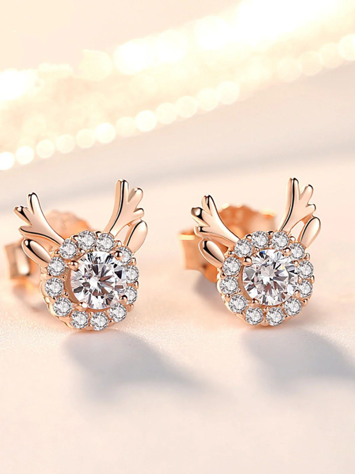 Retro Antlers Zircon Alloy Ear Studs - Image 4