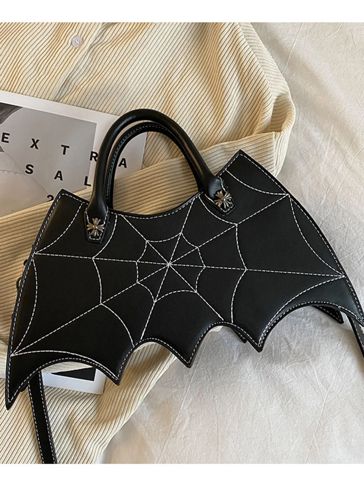 Retro Black Halloween Spider Handbag - Image 2