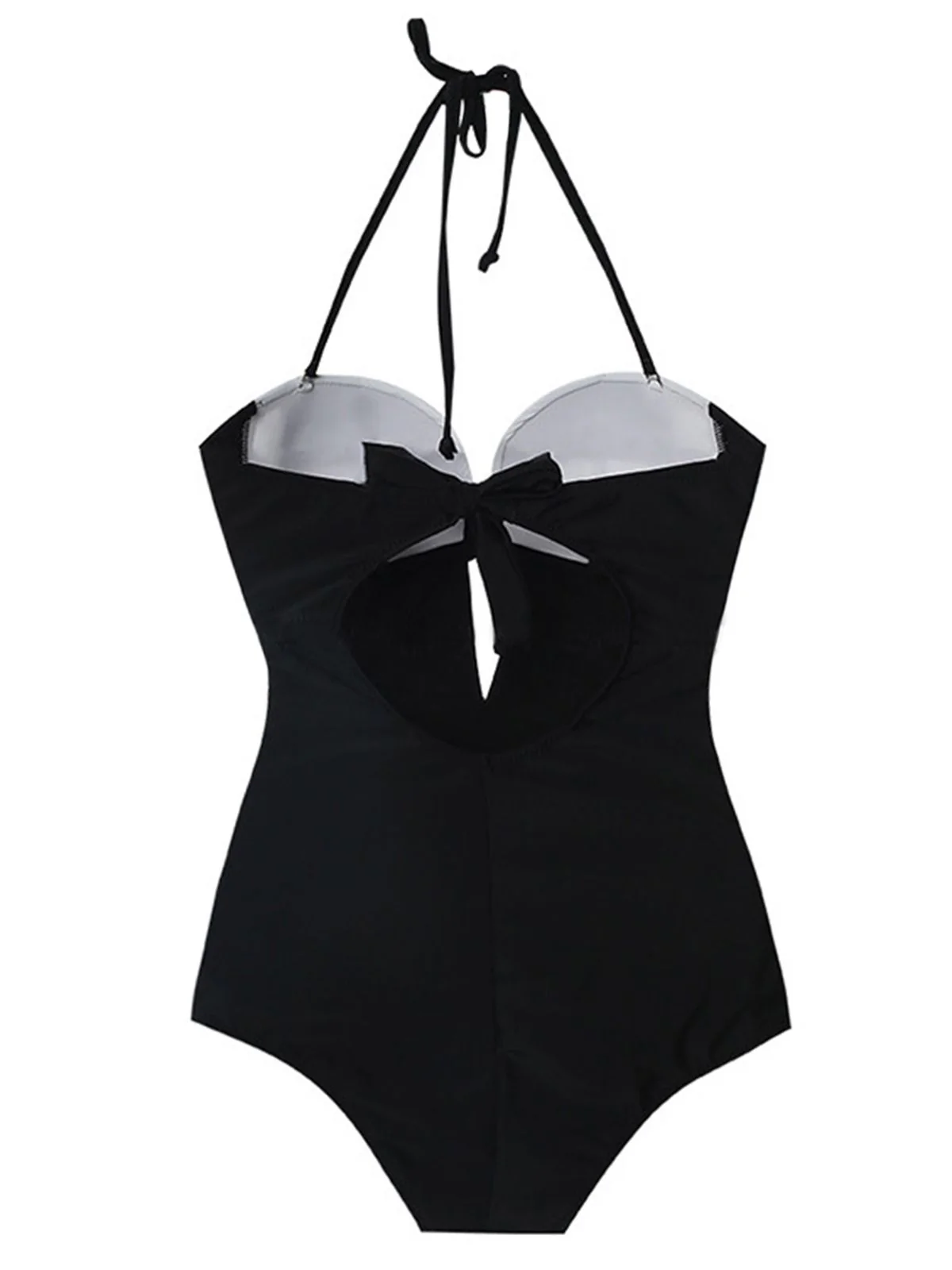 Retro Black Halter Keyhole Swimsuit - Image 2